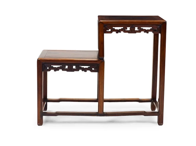 A Chinese hongmu stepped stand Qing dynasty