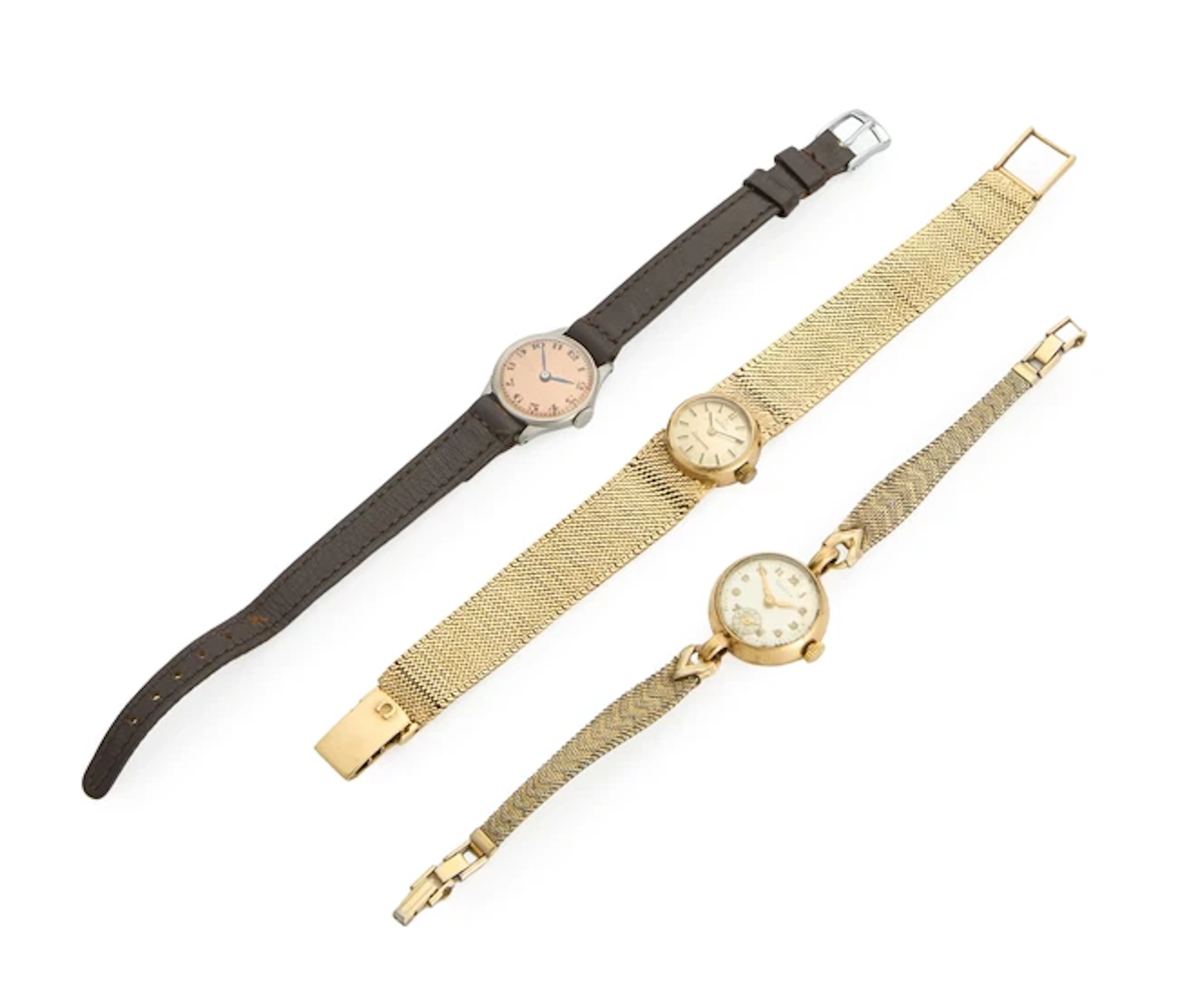 Three small sized wristwatches and an Omega boxIncluding...