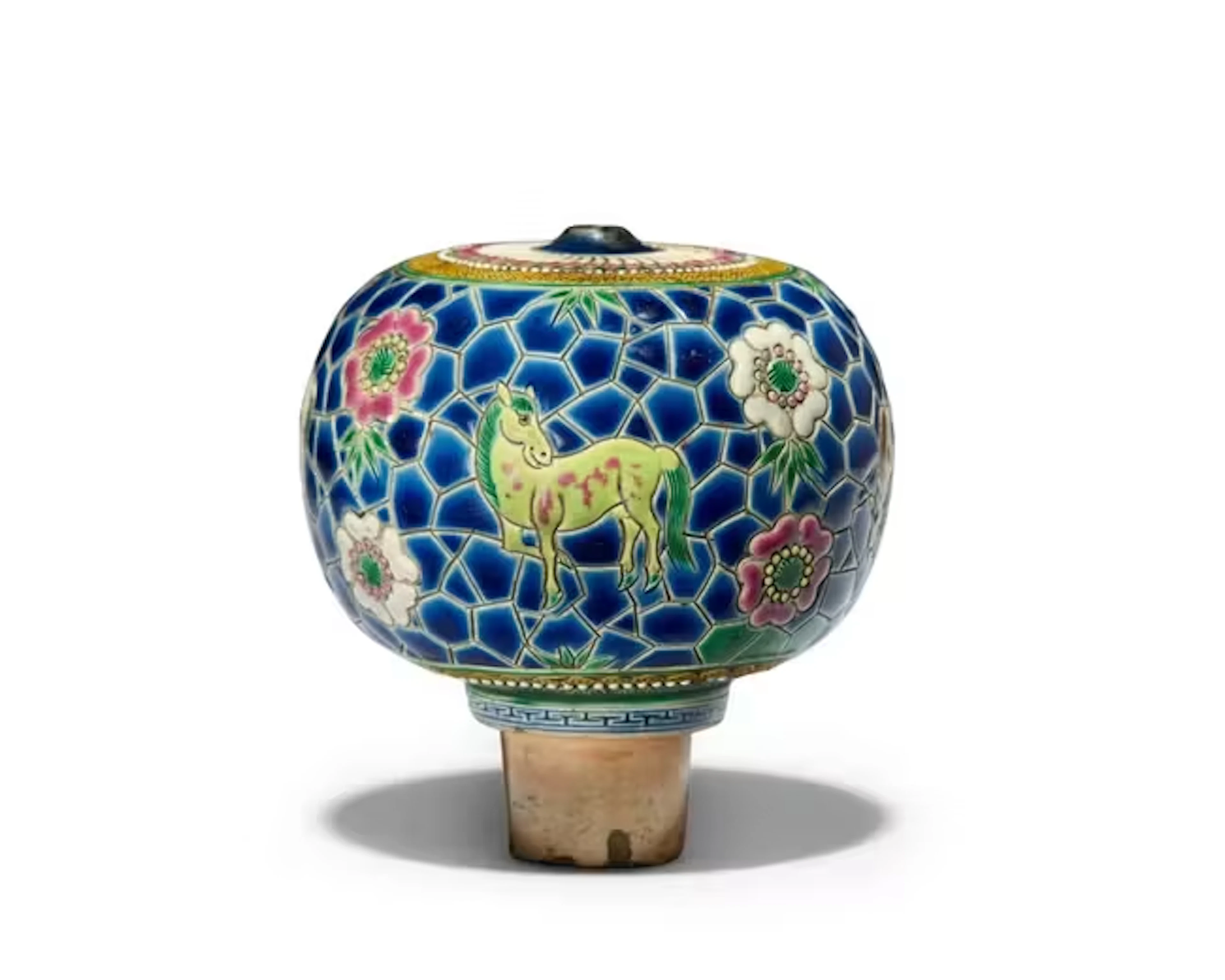 A Chinese painted enamel terracotta finial Republic...