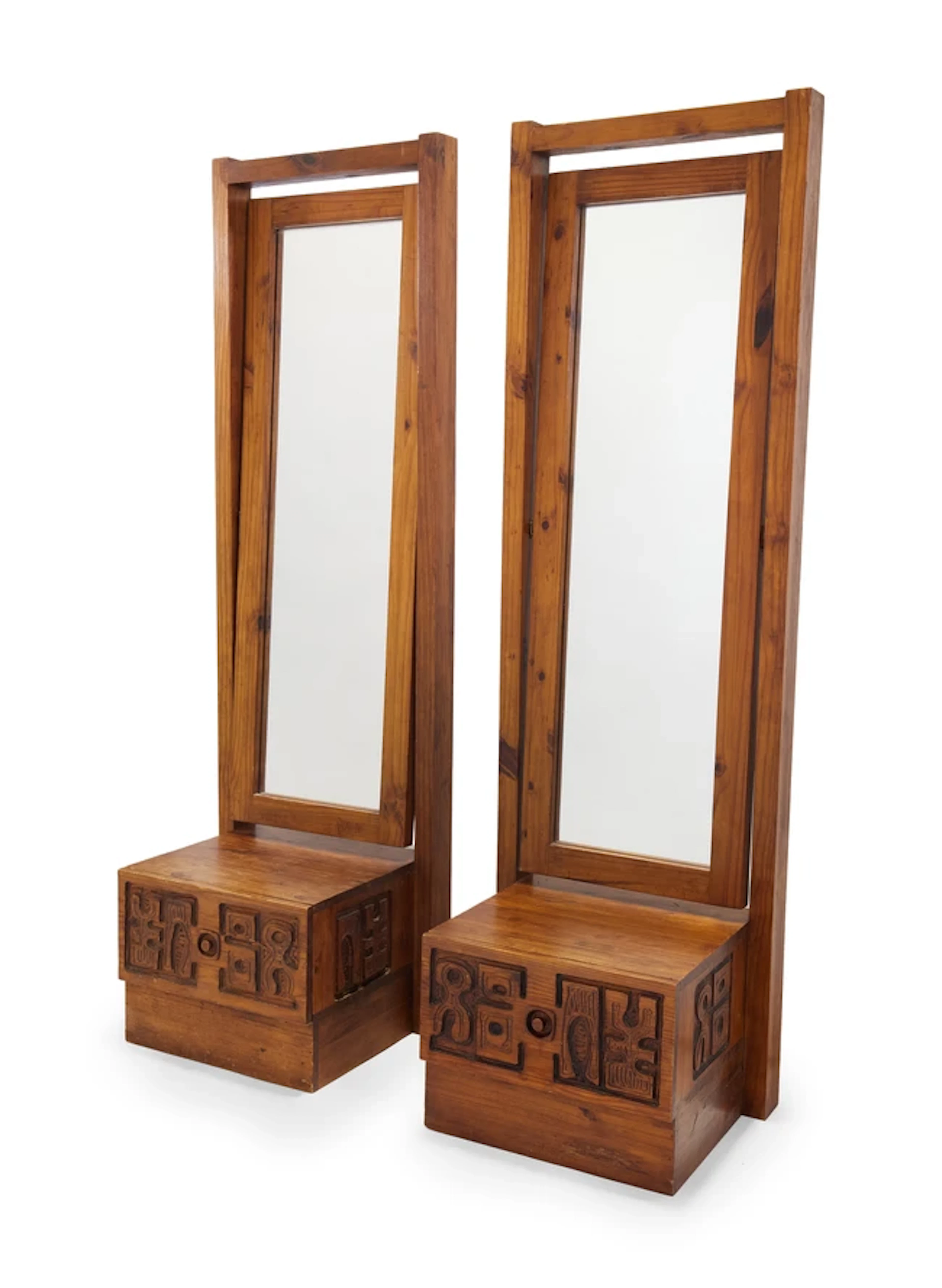 Aquarius Enterprises Pair of South African brutalist cheval mirrors