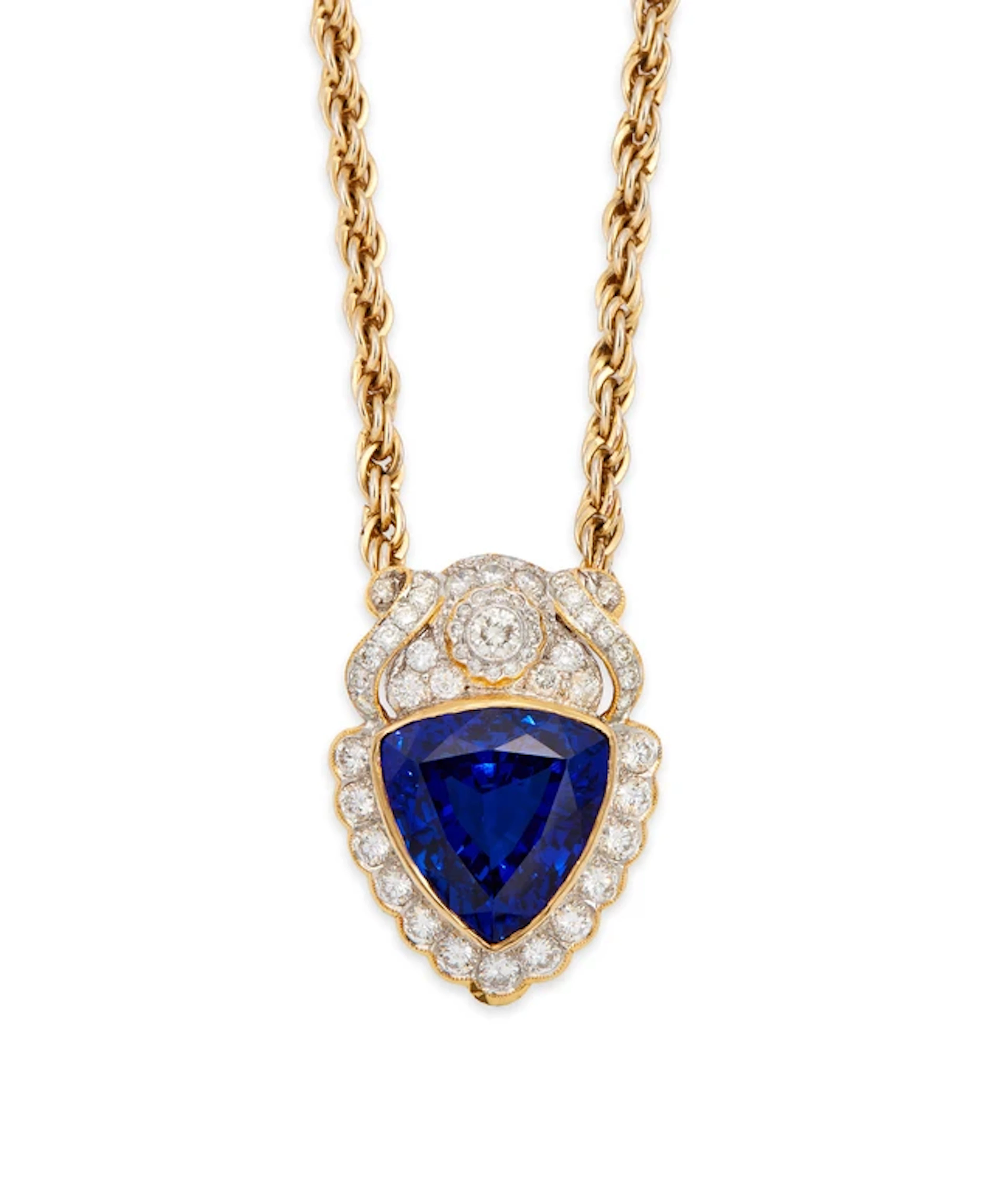 A tanzanite and diamond pendant necklace
