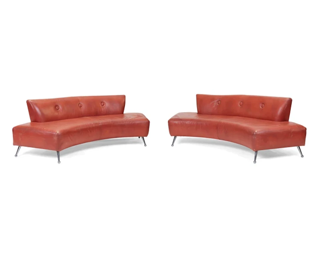 Thayer Coggin Pair of curved sofas