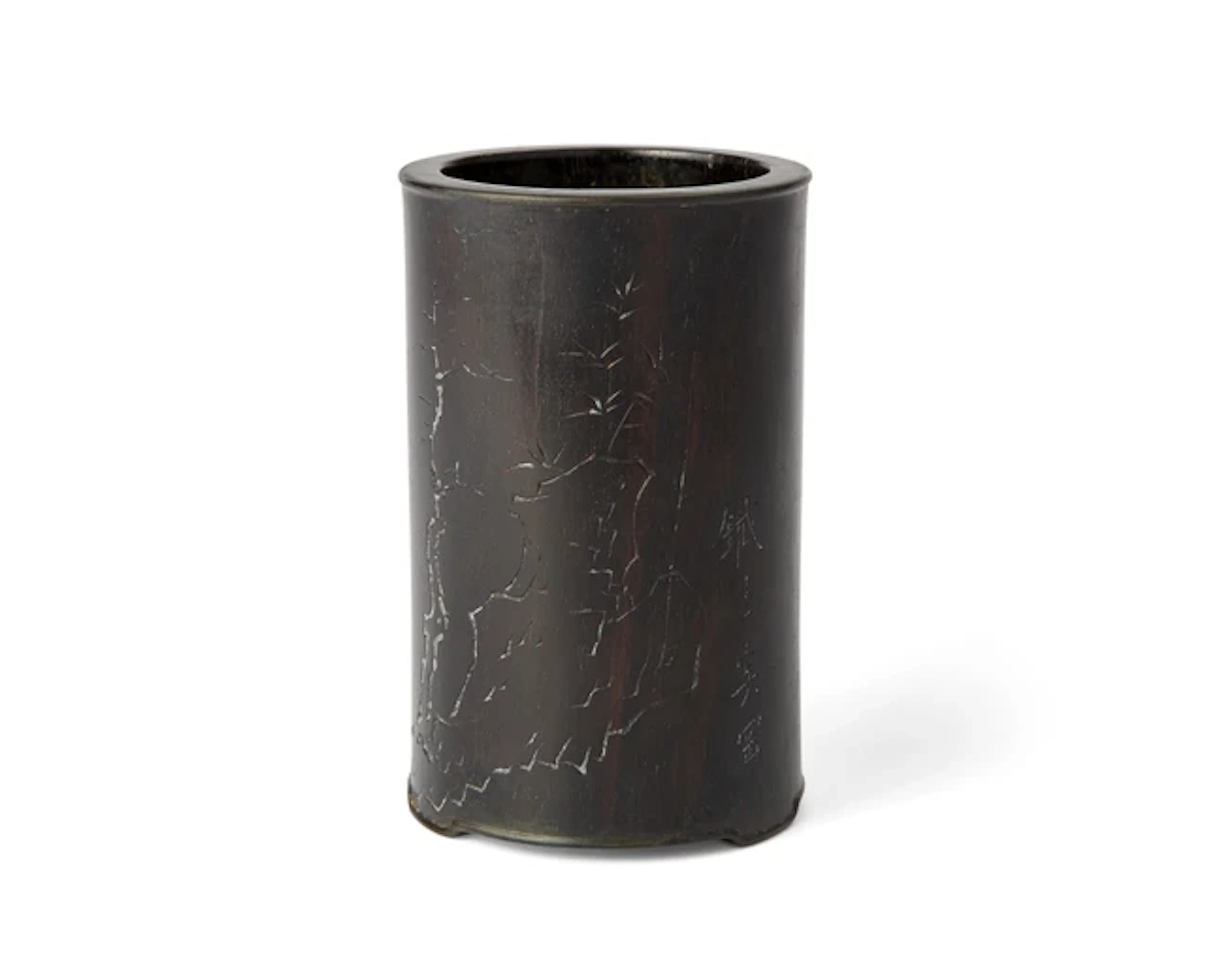 A Chinese carved zitan brushpot by Xi Gang (1746 - 1803) Qing dynasty