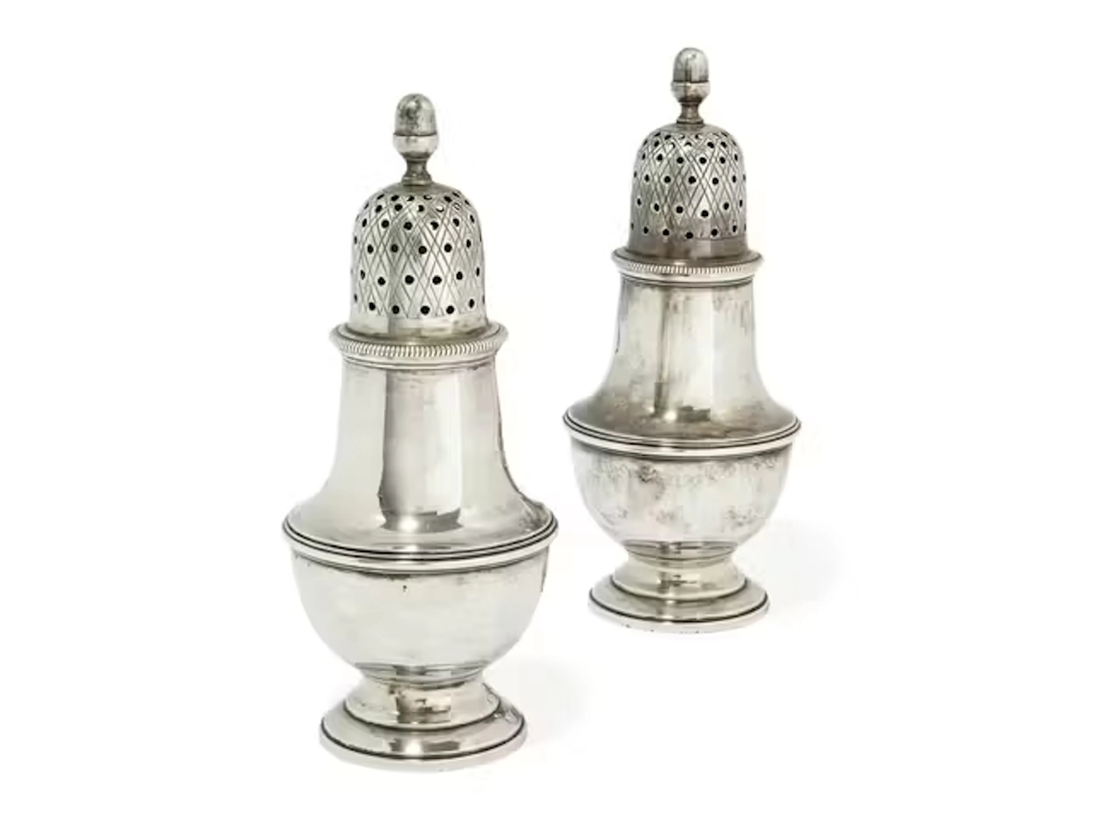 A matched pair of French silver casters