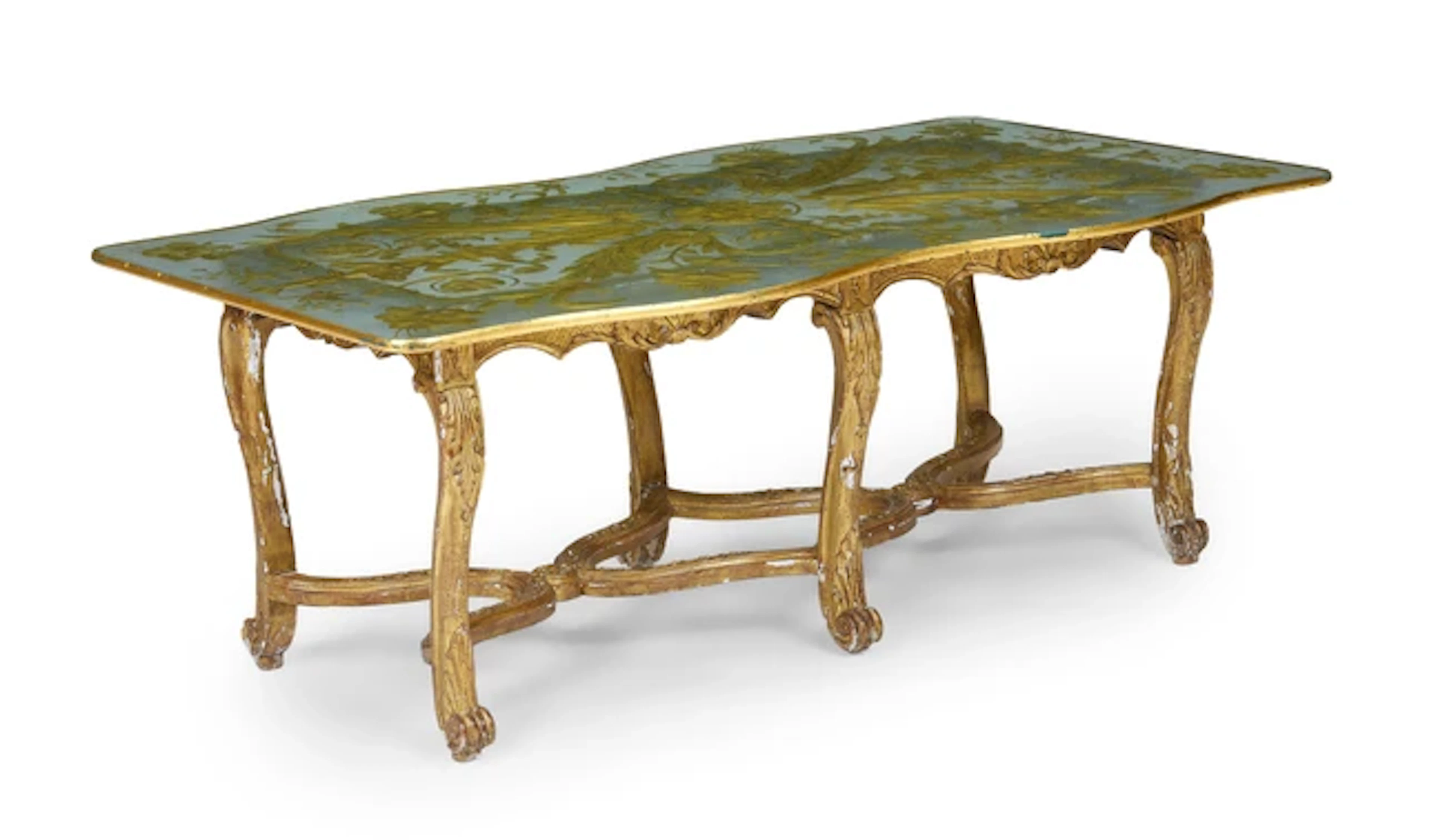 An altered Louis XV carved giltwood stool