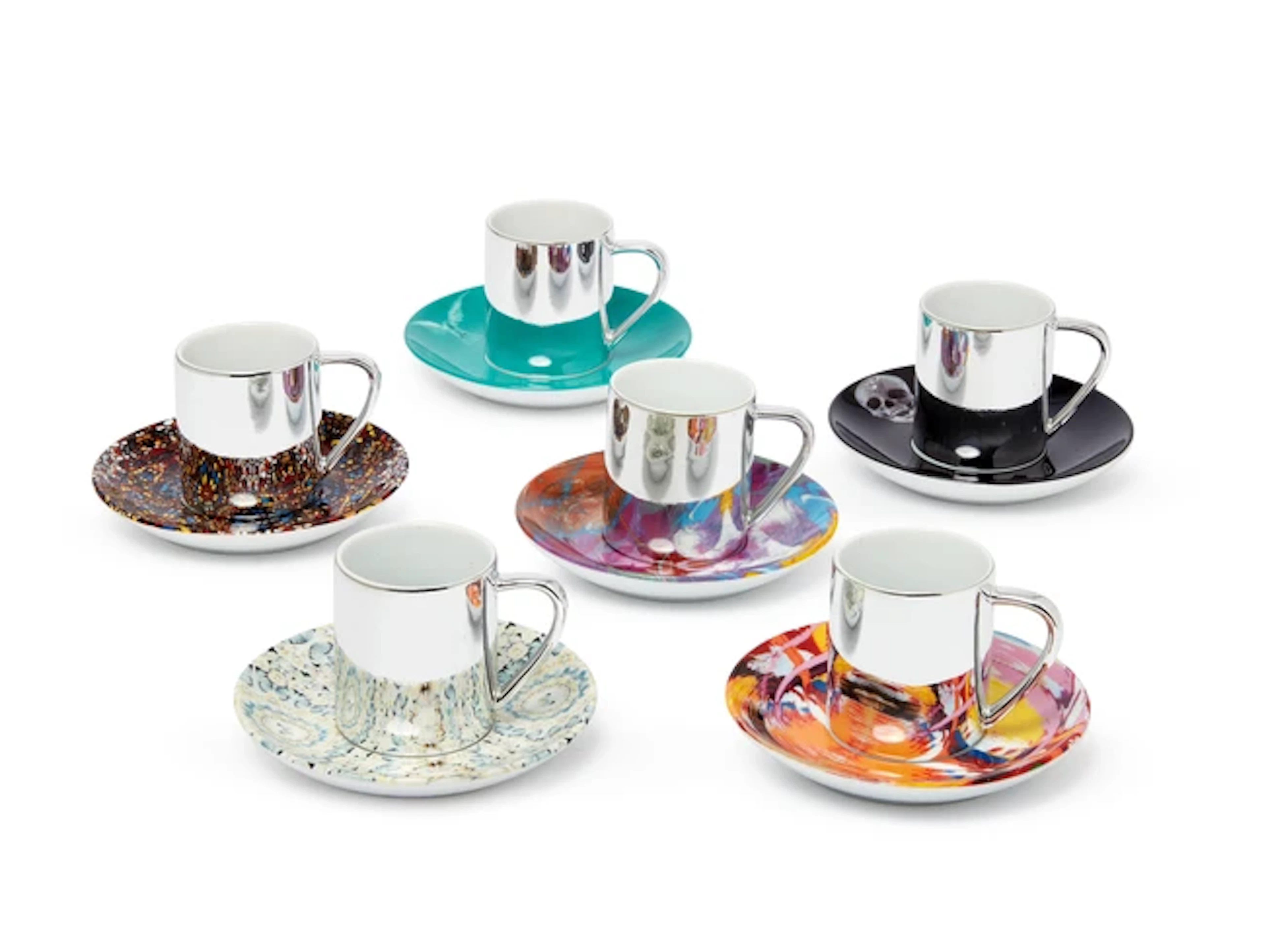 Damien Hirst (b.1965) Six Anamorphic Espresso cups and saucers