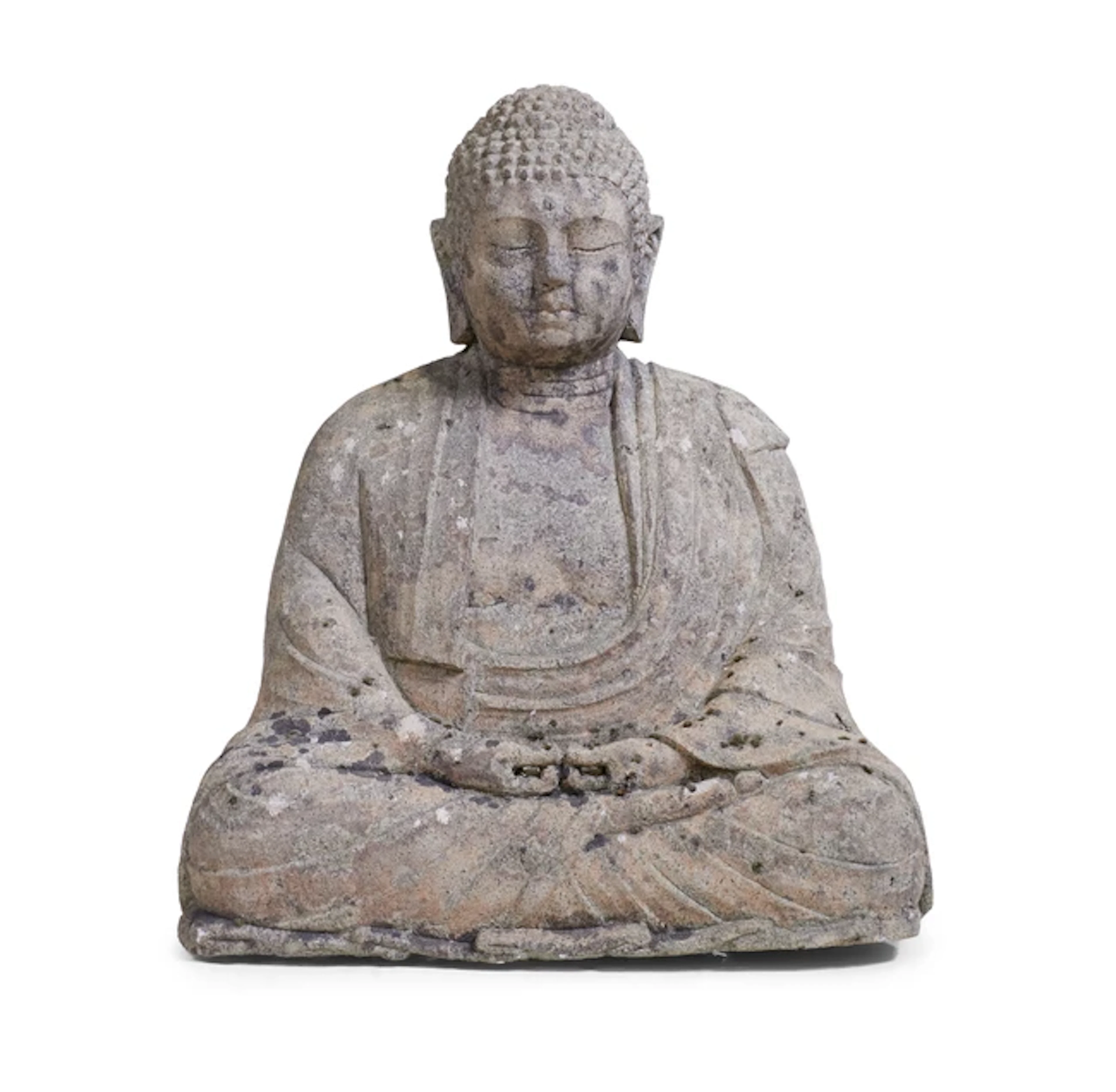 A carved stone figure of Shakyamuni Buddha Late...