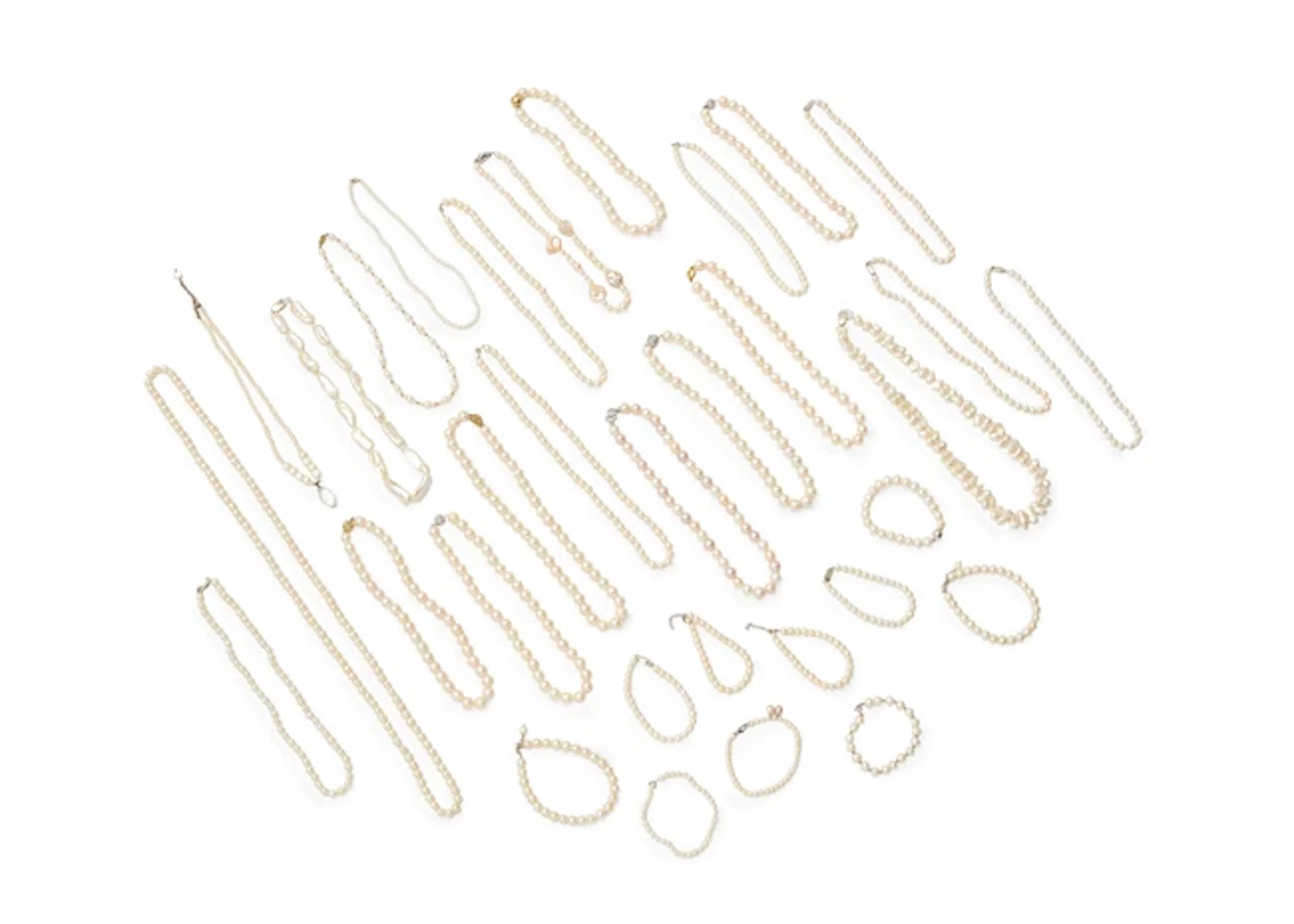 A group of freshwater cultured pearl necklaces and bracelets