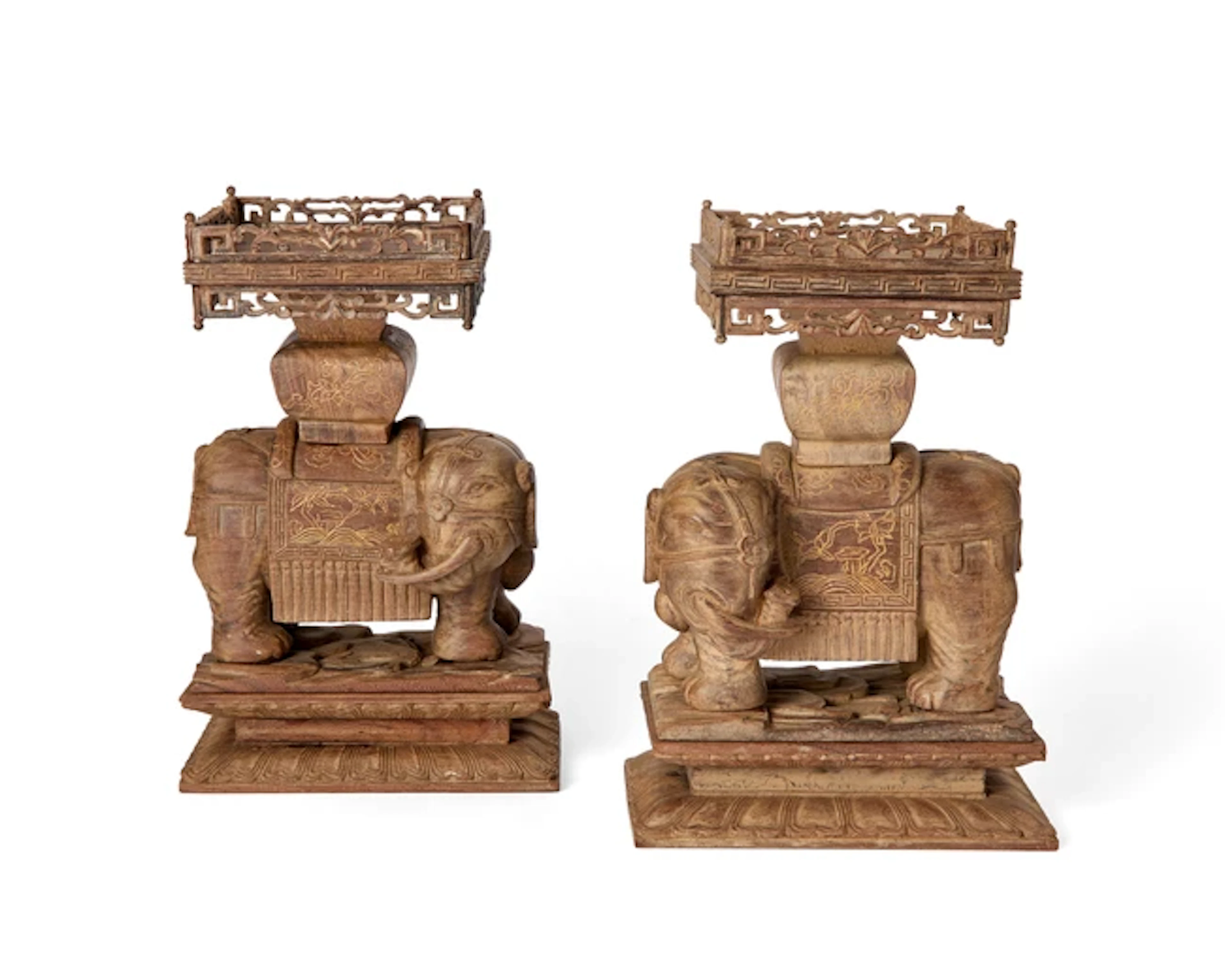 A pair of Chinese hardwood