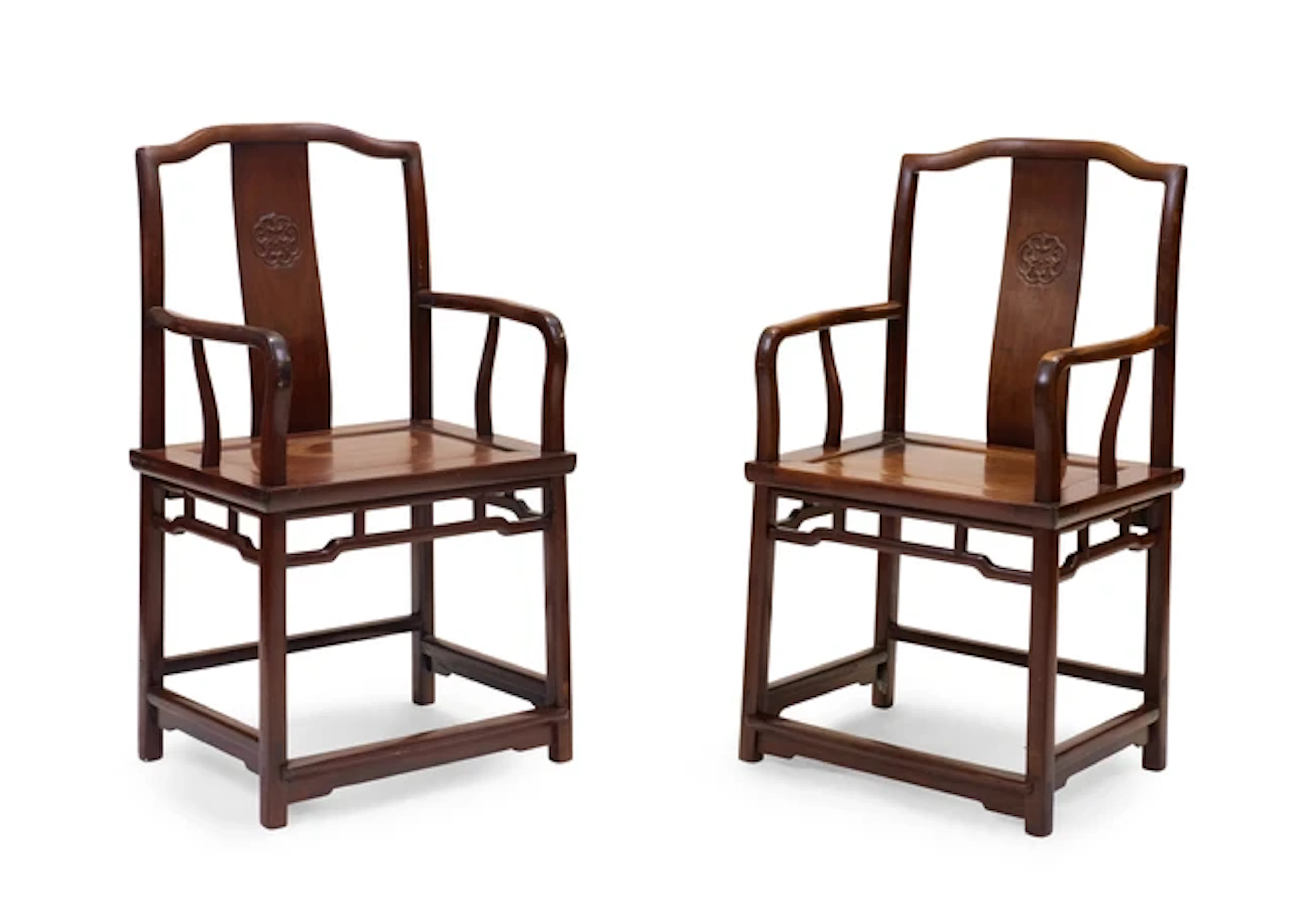 A pair of Chinese hongmu 'chilong' armchairs Late Qing...