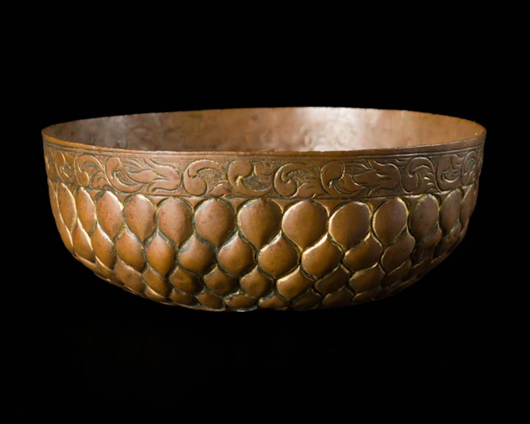 An Ottoman gilt copper (tombak) hammam bowl
