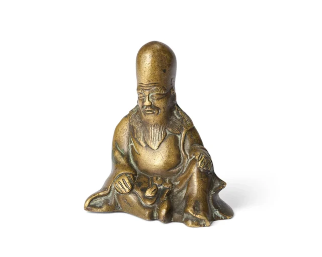 A Chinese bronze Shoulao scroll weight Qing dynasty