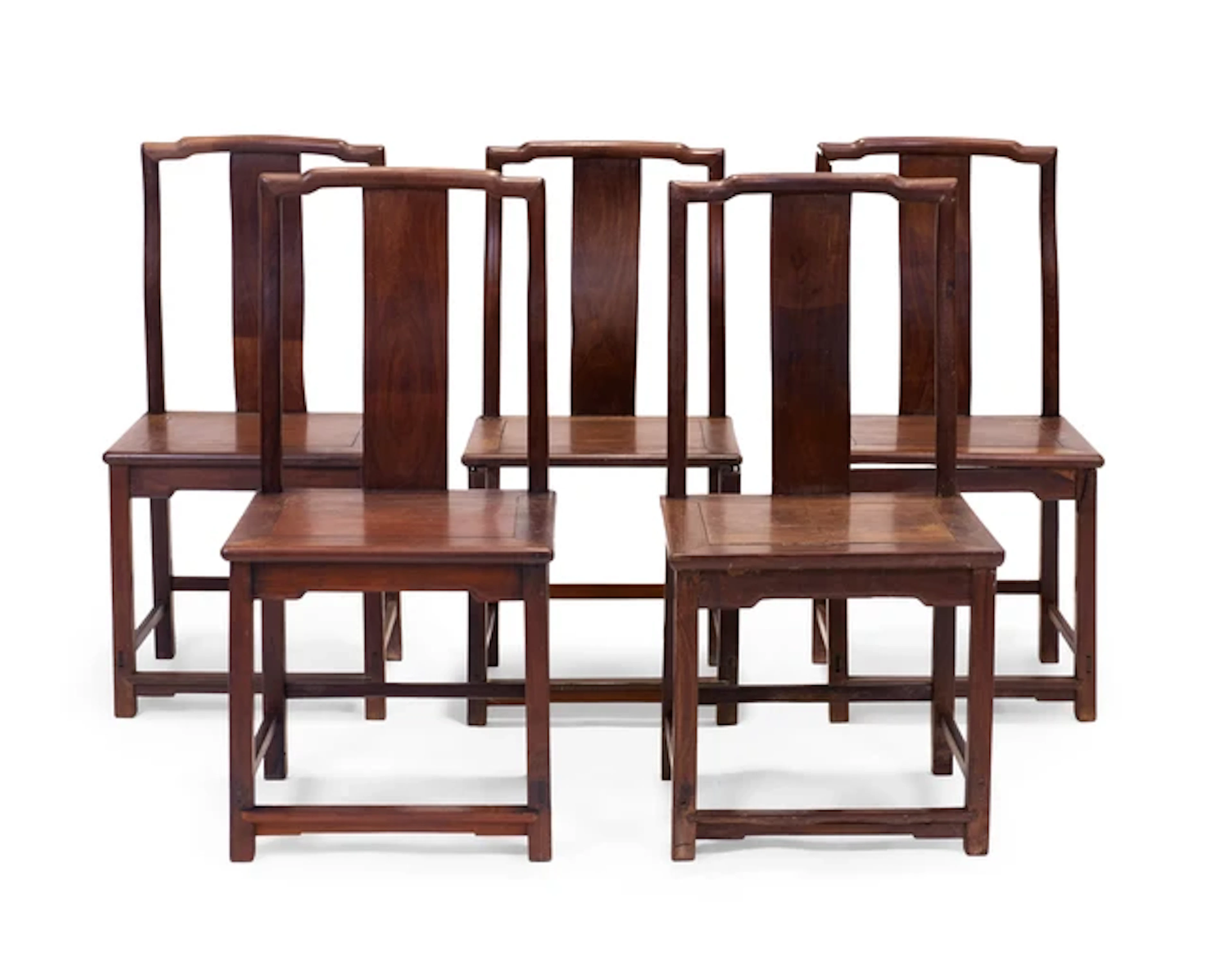 A set of five Chinese hardwood chairs Late Qing dynasty...