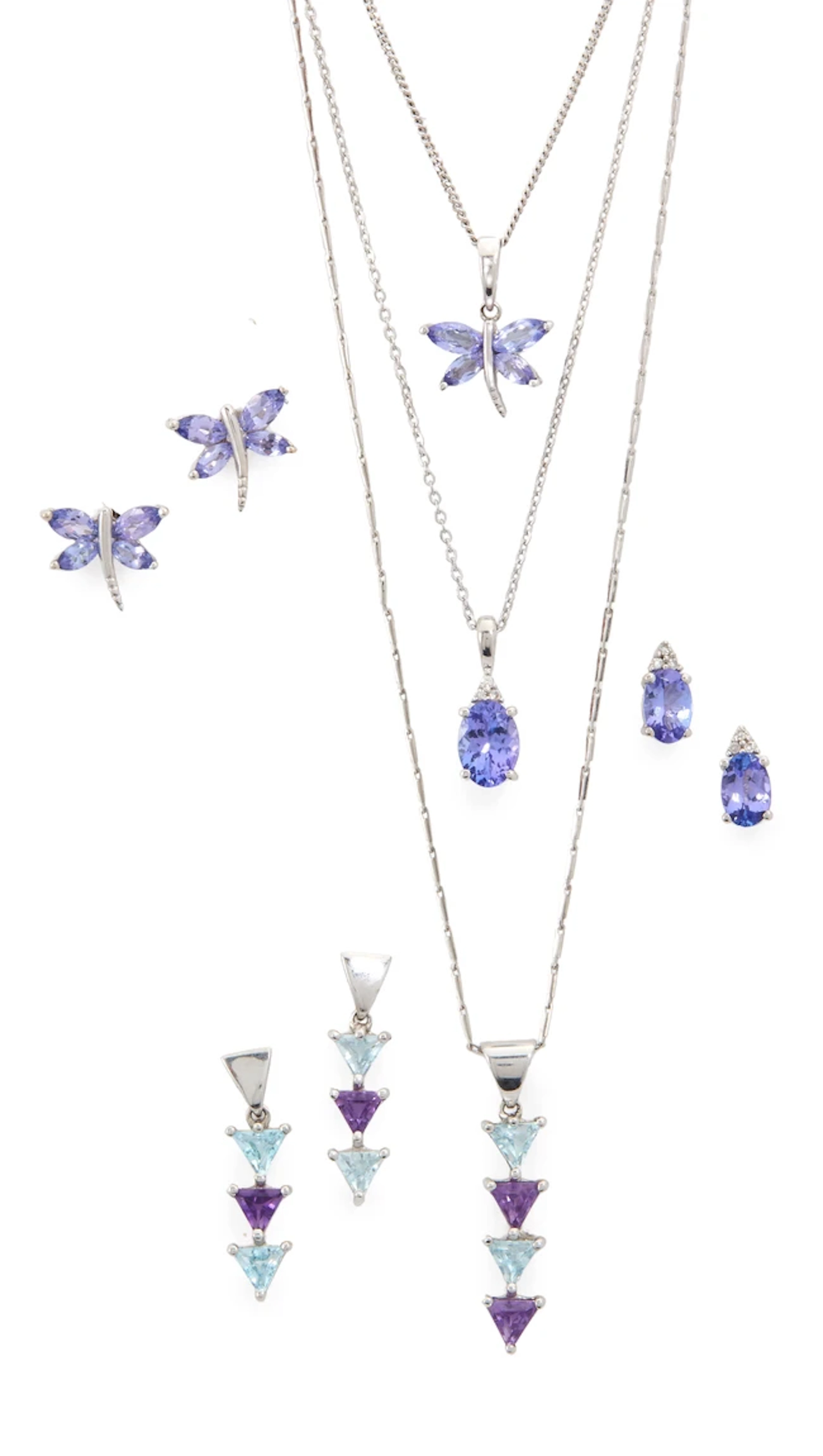 A group of white gold gem-set jewellery