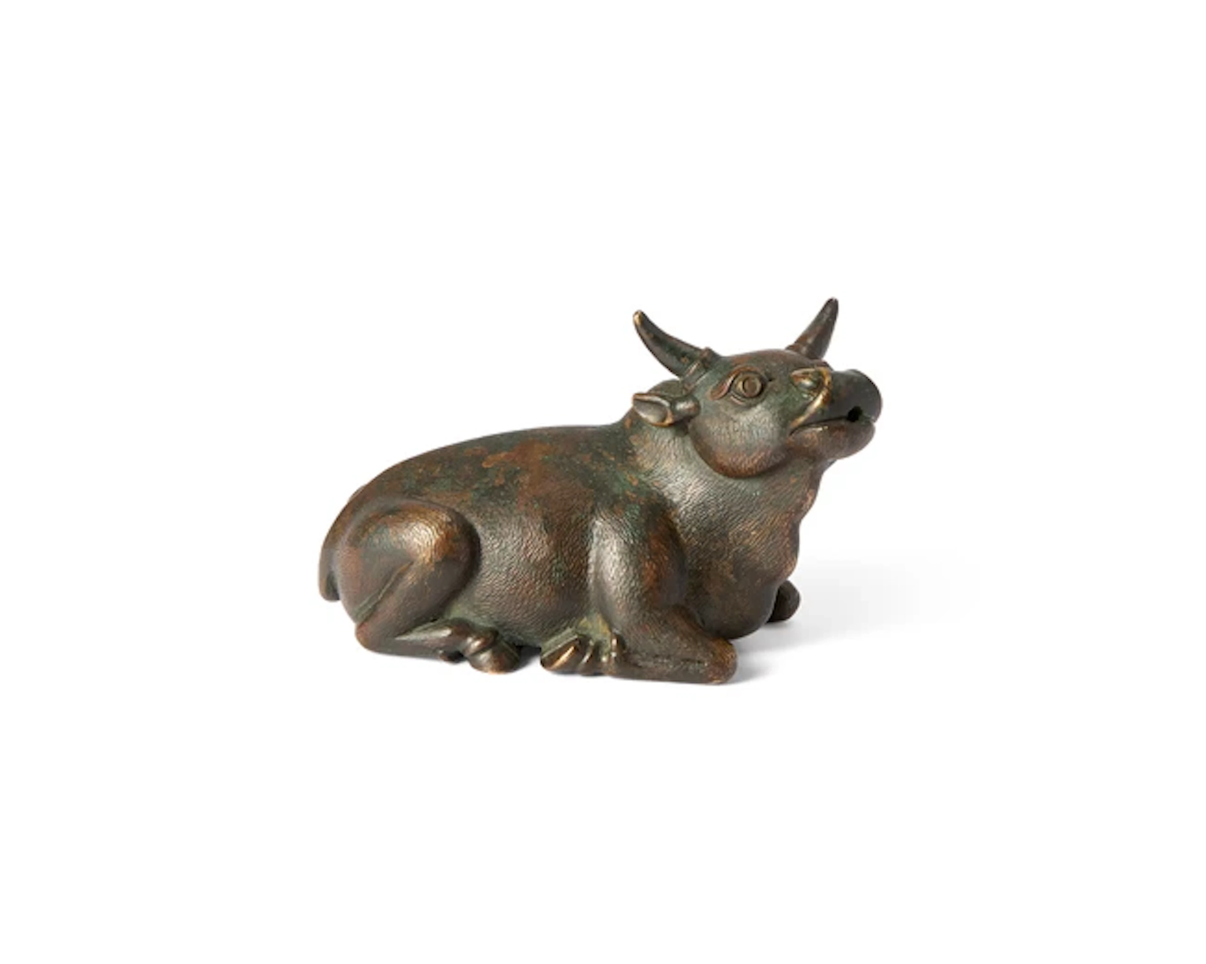 A Chinese bronze water buffalo paper weight Qing dynasty