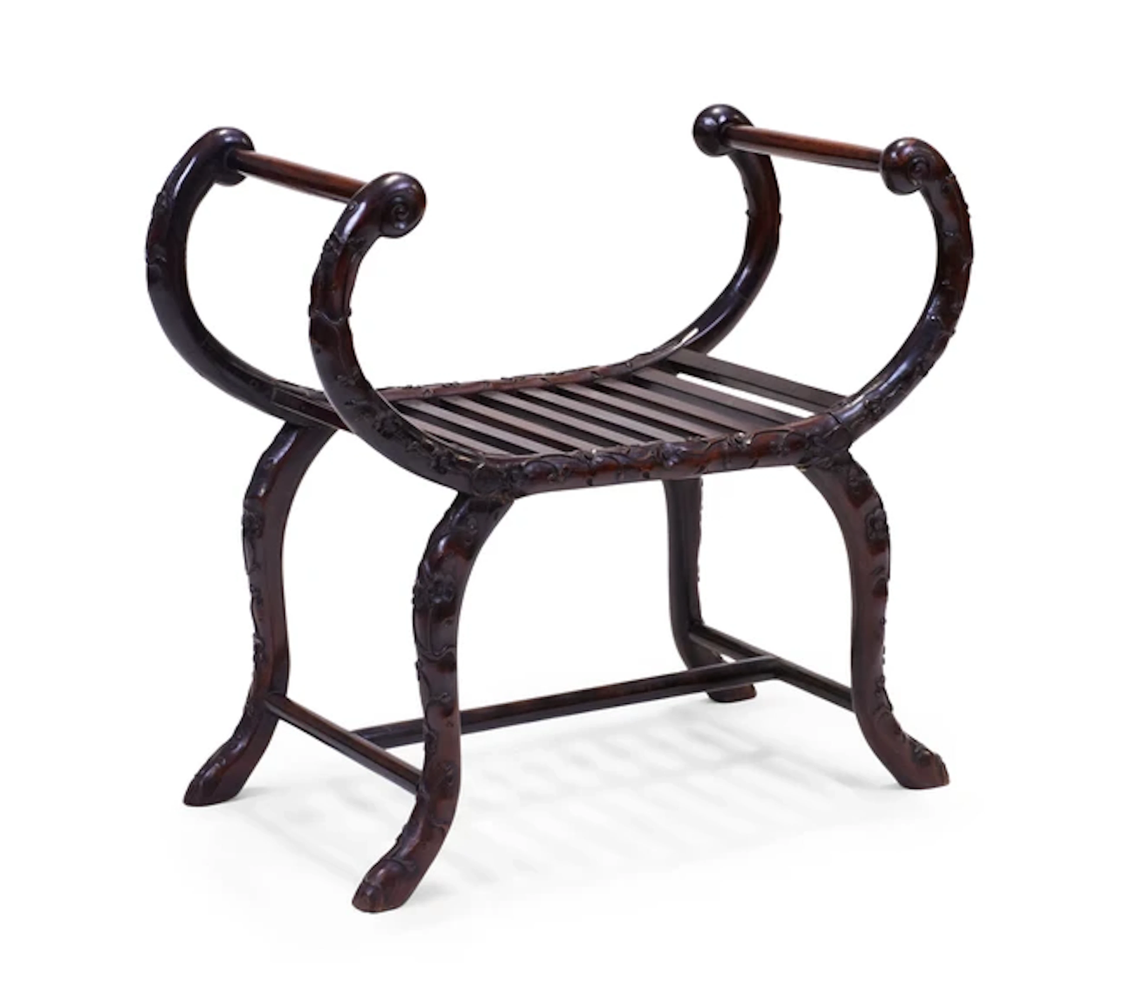 A Chinese hongmu 'prunus' stool Qing dynasty