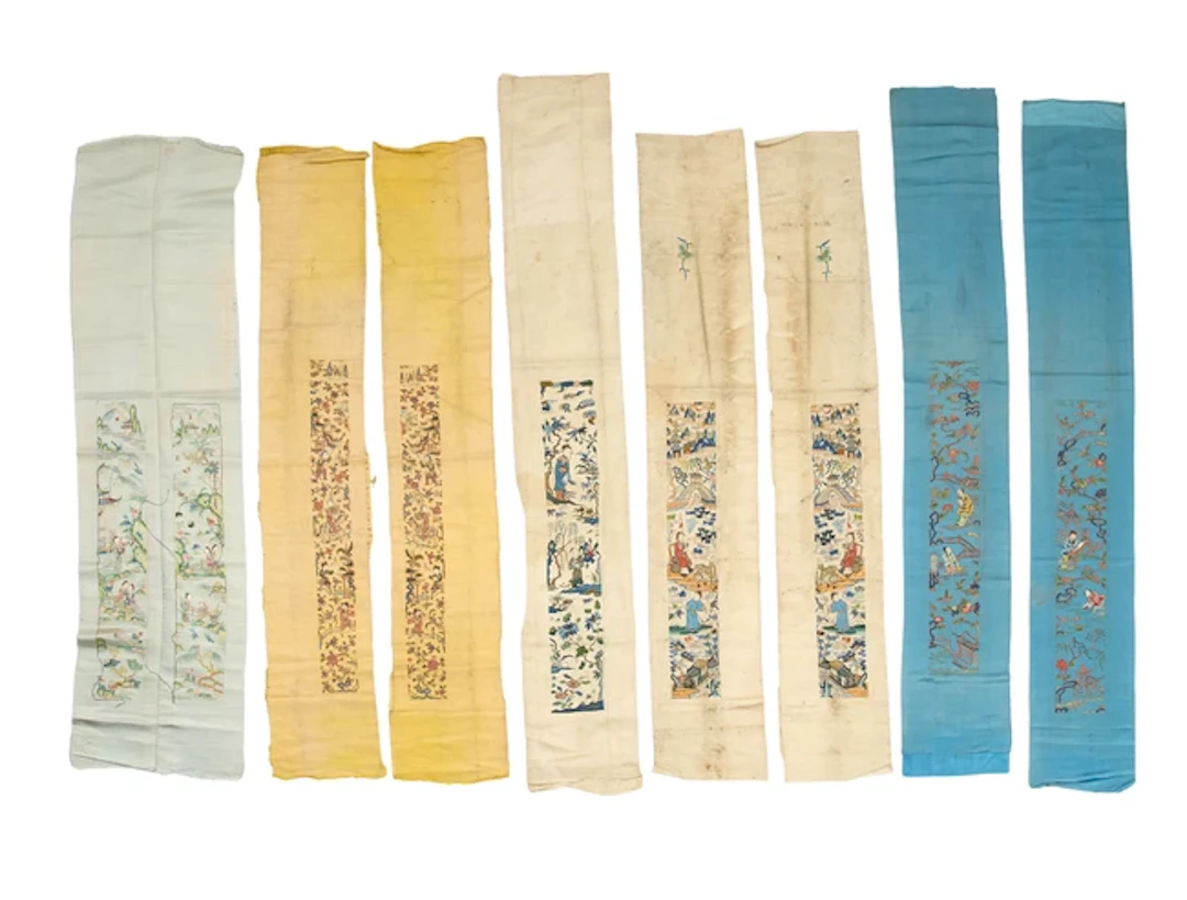 A group of Chinese silk-embroidered sleeve bands