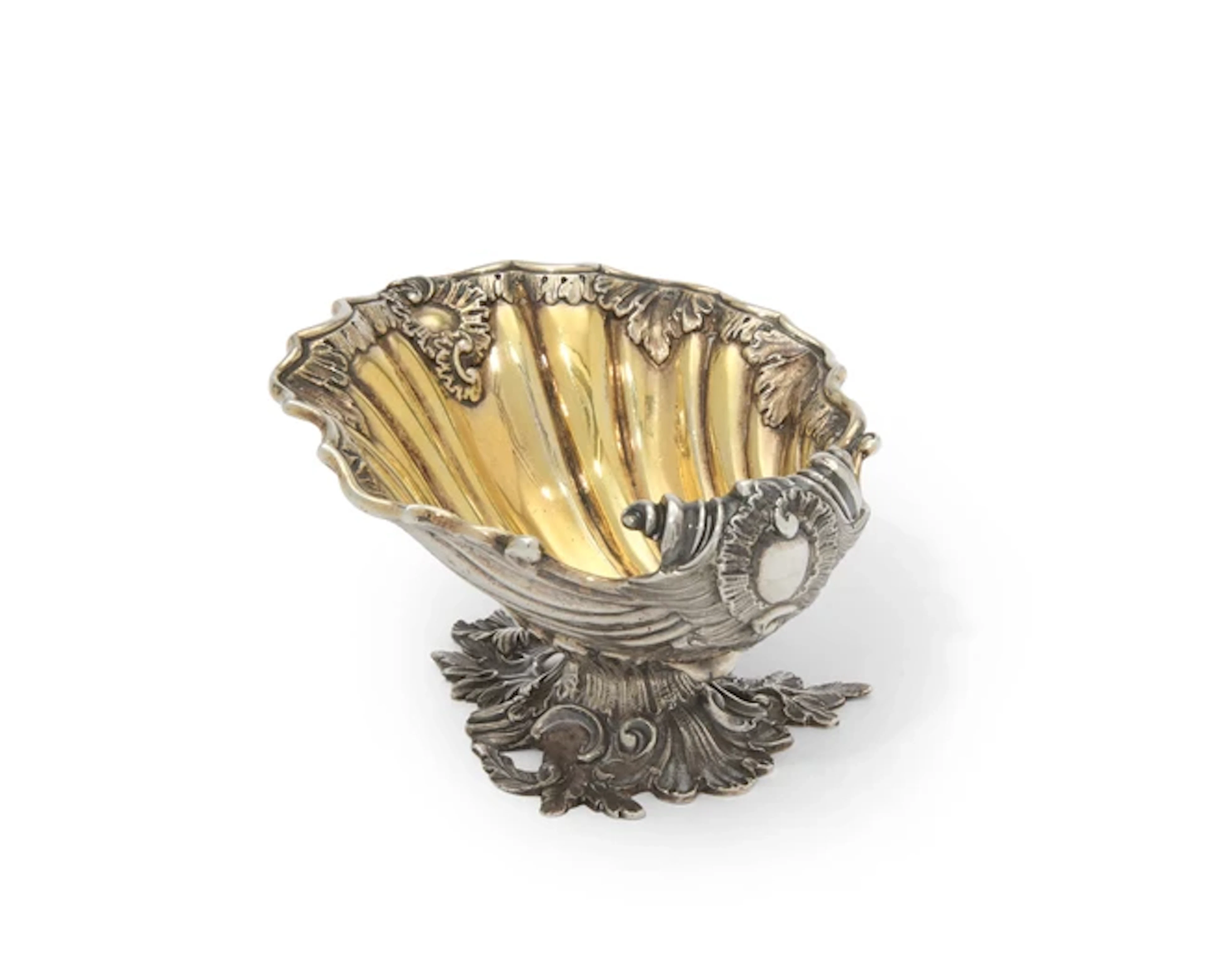 A Victorian silver shell salt cellar