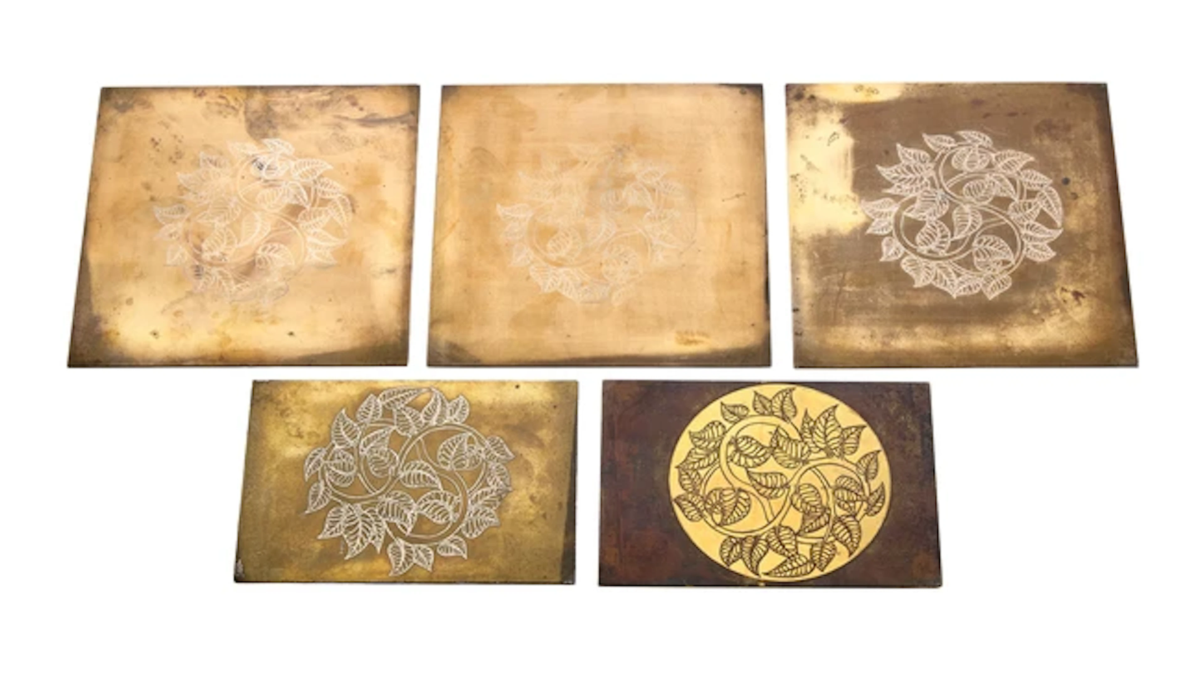 Lalique Five decorative metal plates