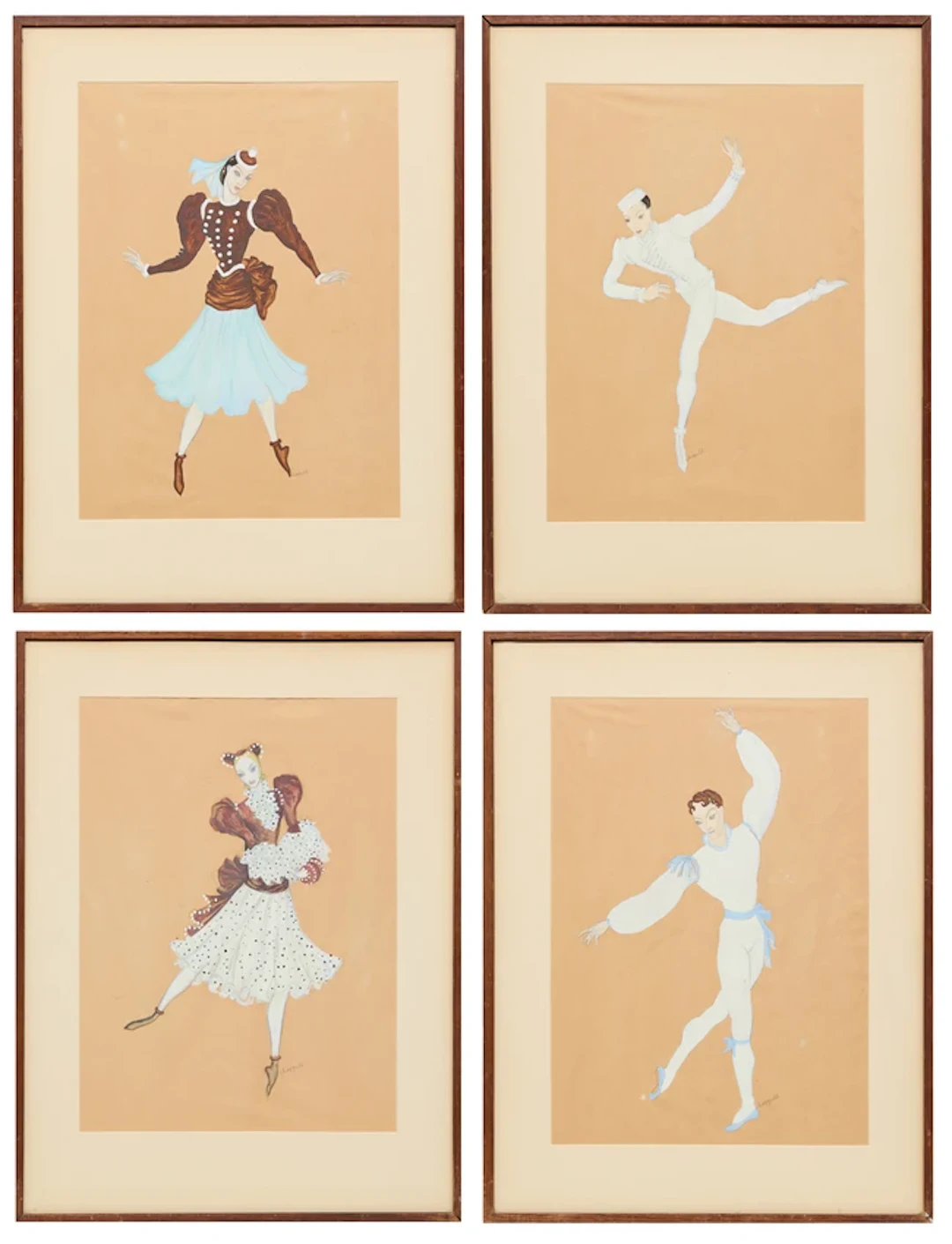 William Chappell (British 1907-1994) Four designs for ballet costumes