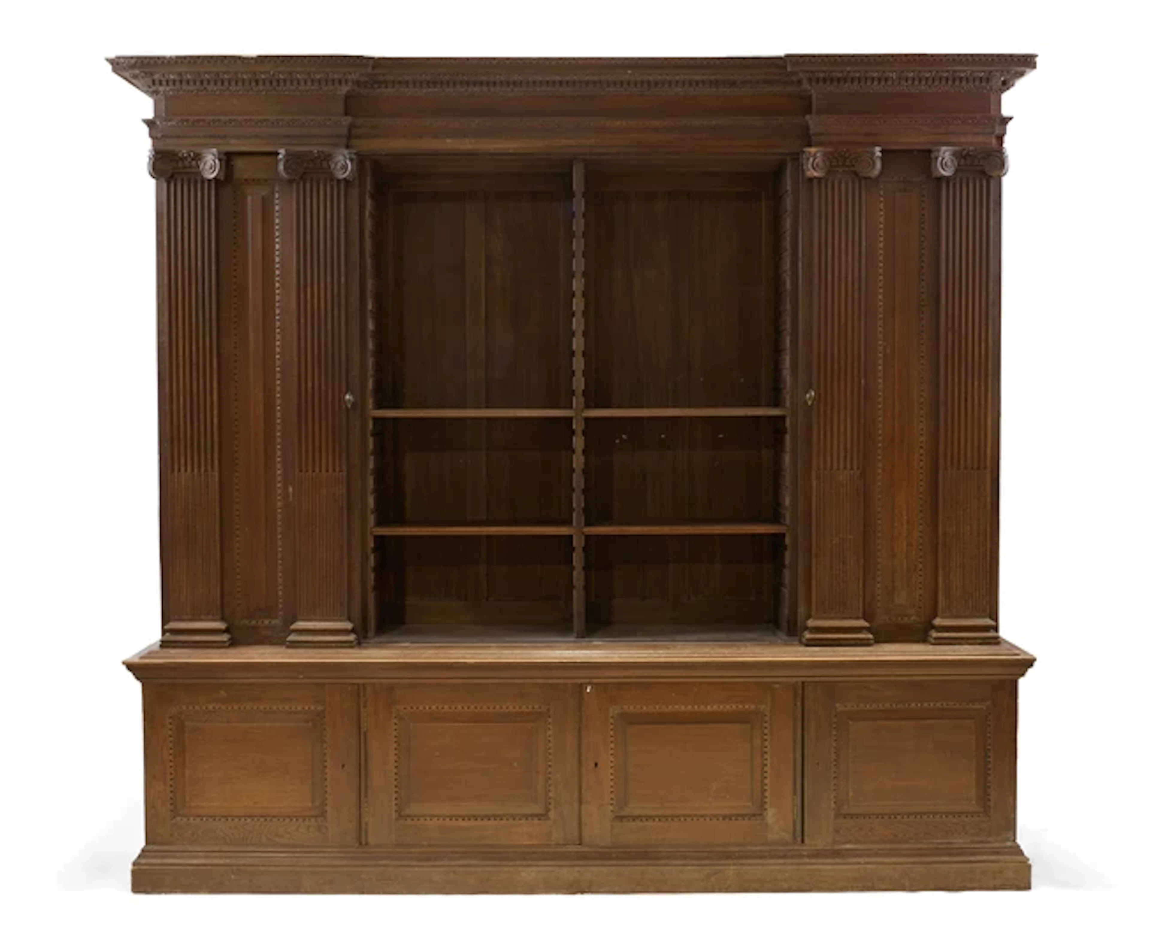 A large Victorian oak library bookcase