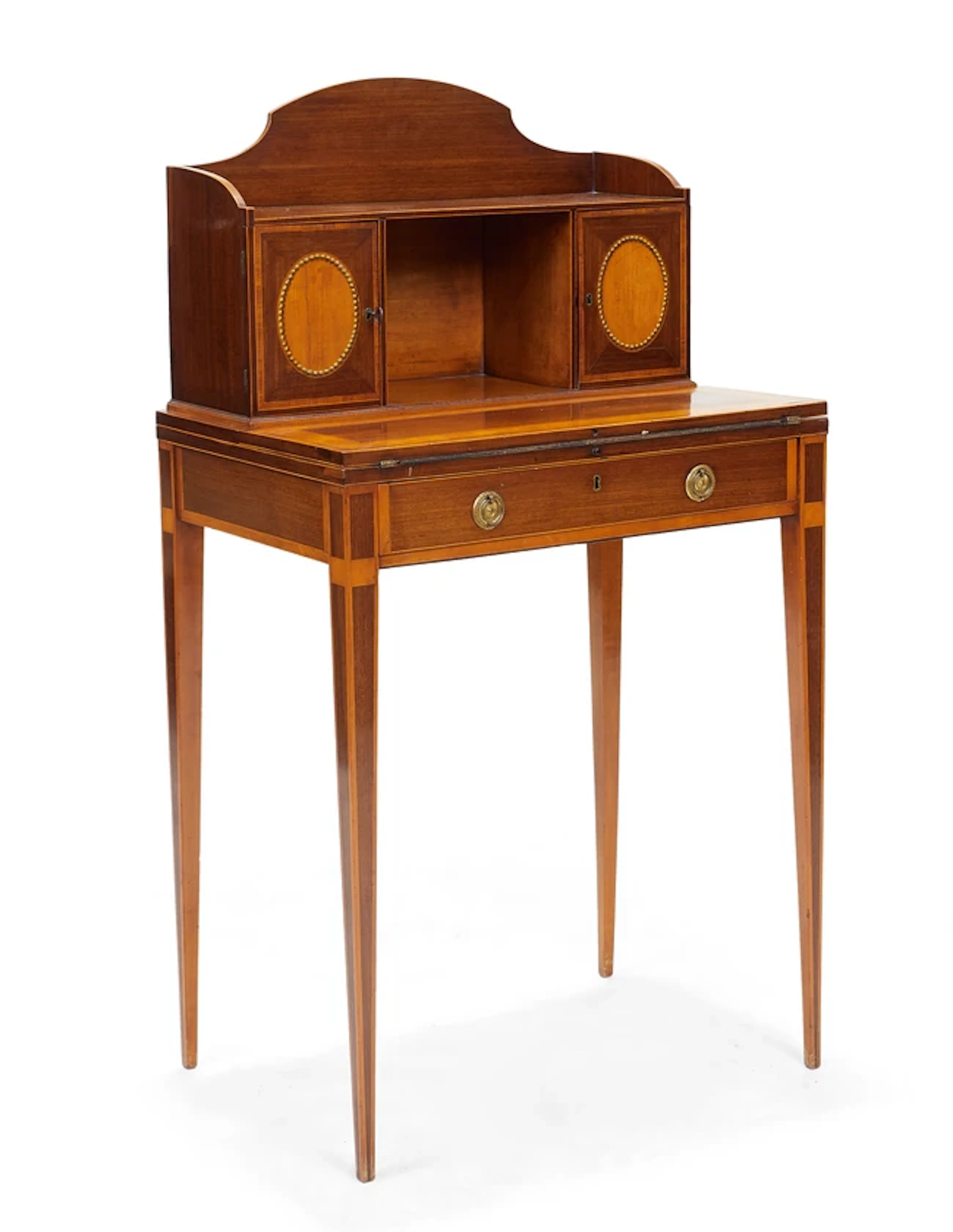 A George III kingwood crossbanded satinwood and purple heart bonheur du jour