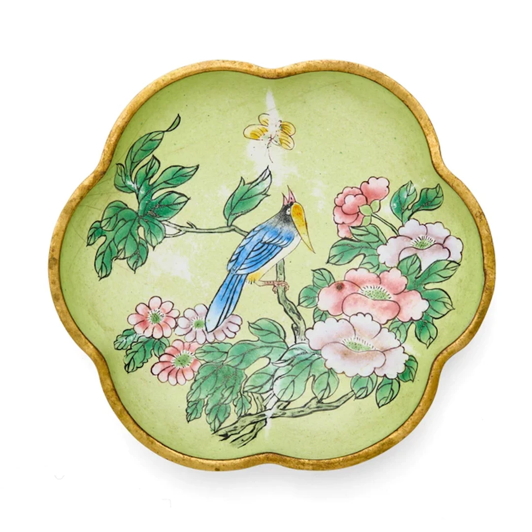 A Chinese painted enamel saucer Qing dynasty