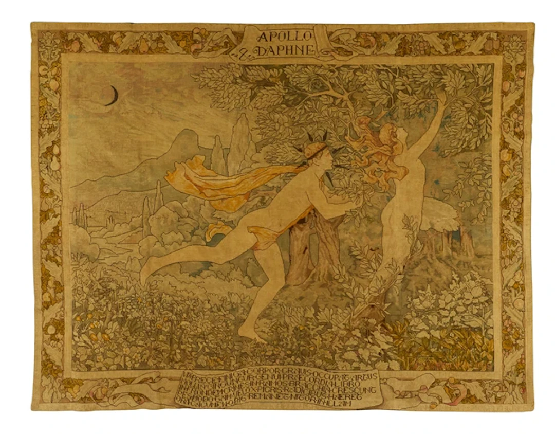 Frederick Vigers (1860-1934) 'Apollo and Daphne' tapestry hanging
