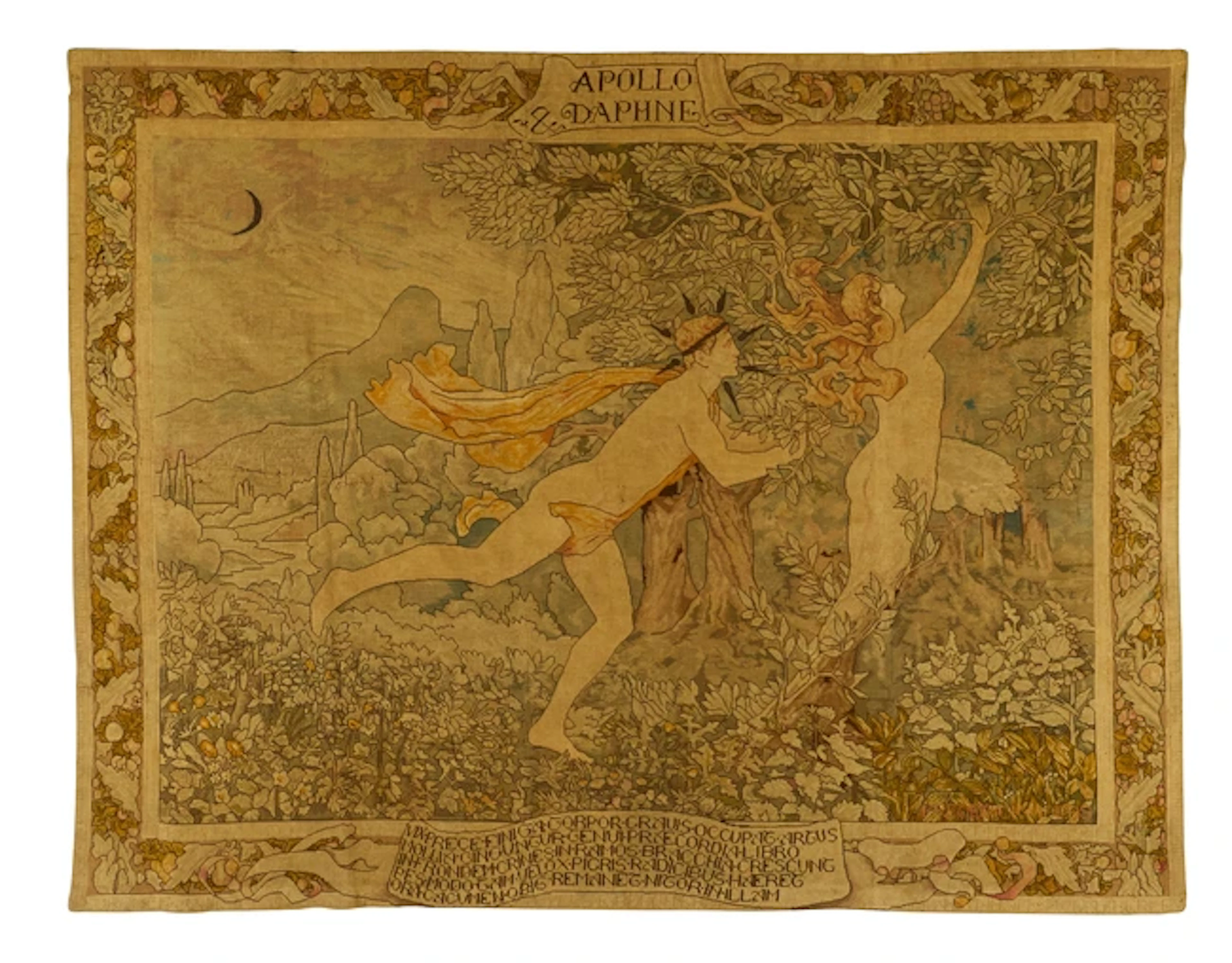 Frederick Vigers (1860-1934) 'Apollo and Daphne' tapestry hanging