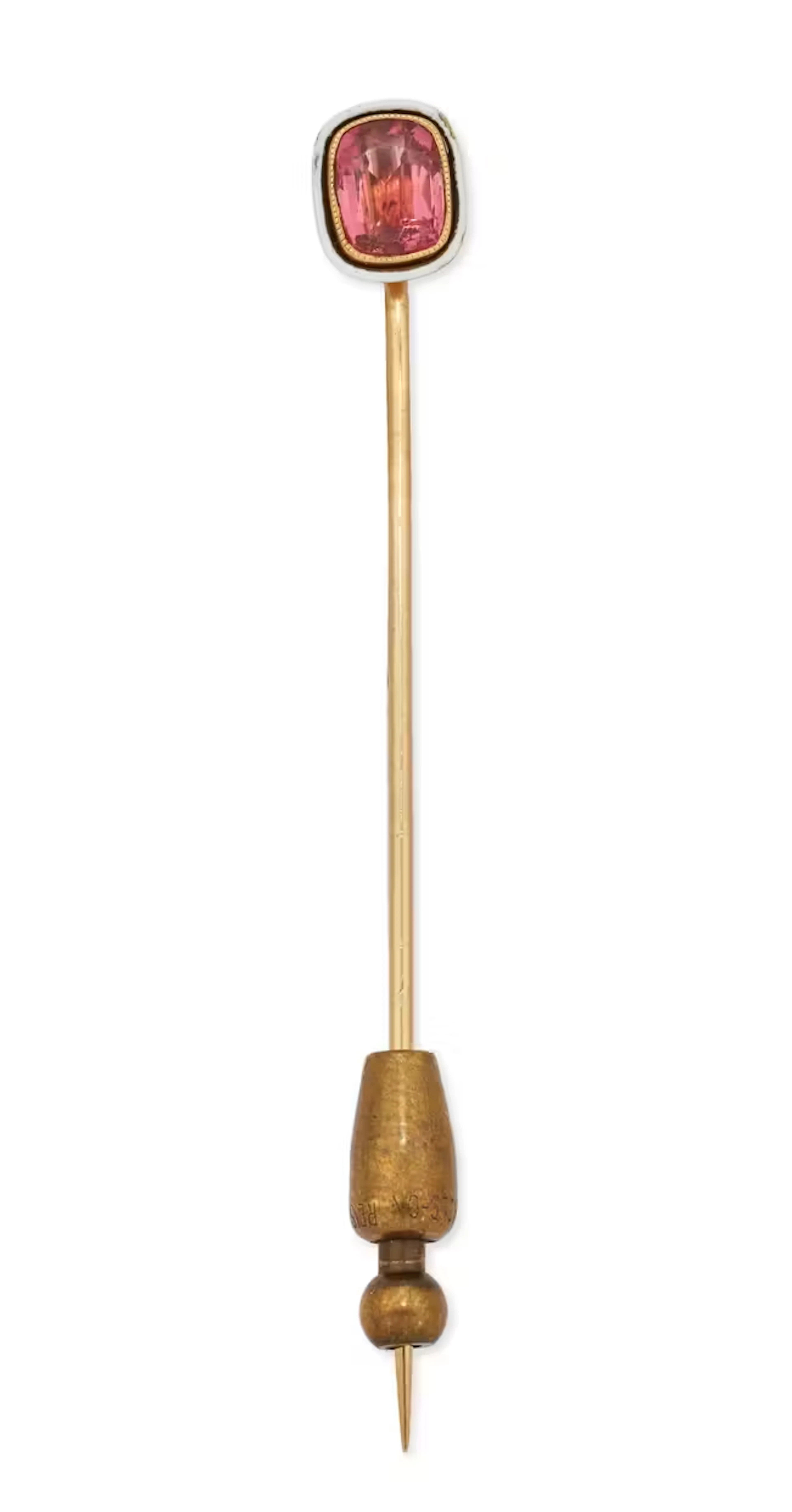 An early 20th century tourmaline and enamel stick pin