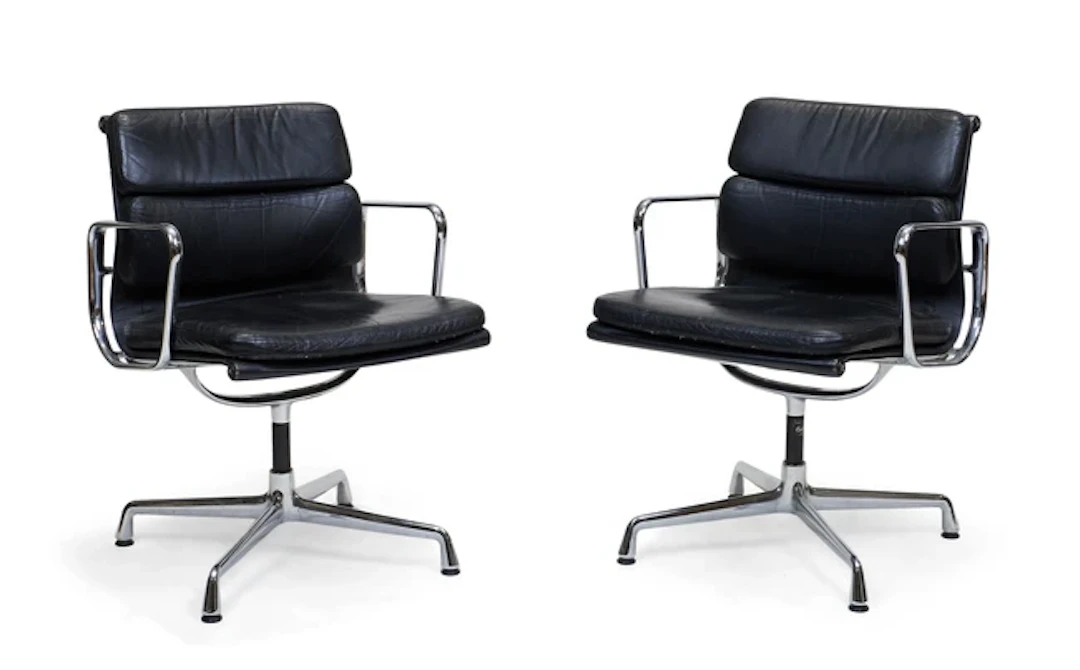Charles & Ray Eames for Vitra Pair of 'EA208' Soft Pad office chairs