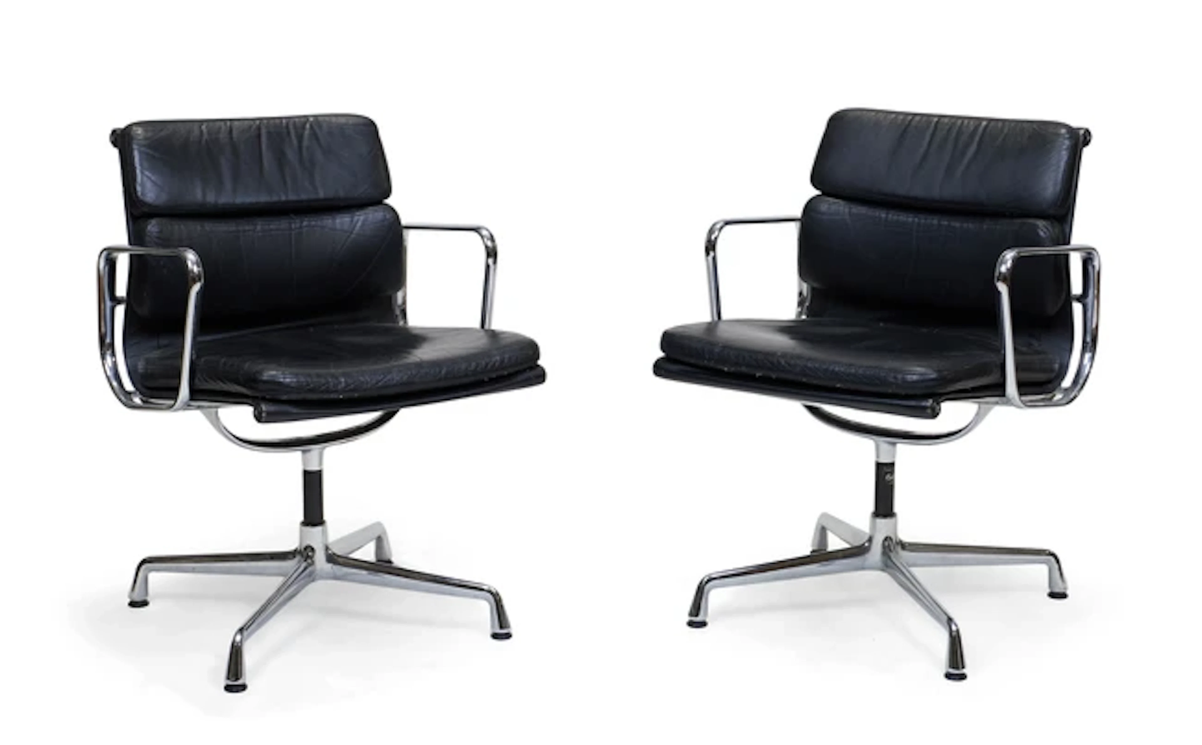Charles & Ray Eames for Vitra Pair of 'EA208' Soft Pad office chairs