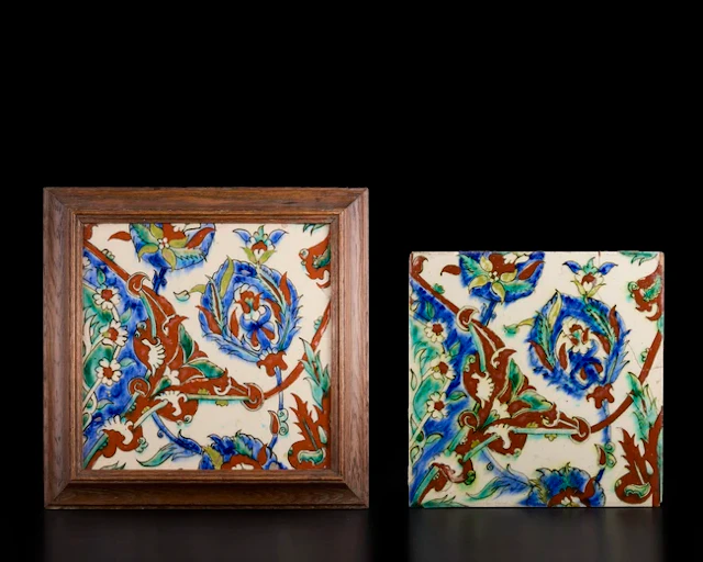 Two square pottery tiles