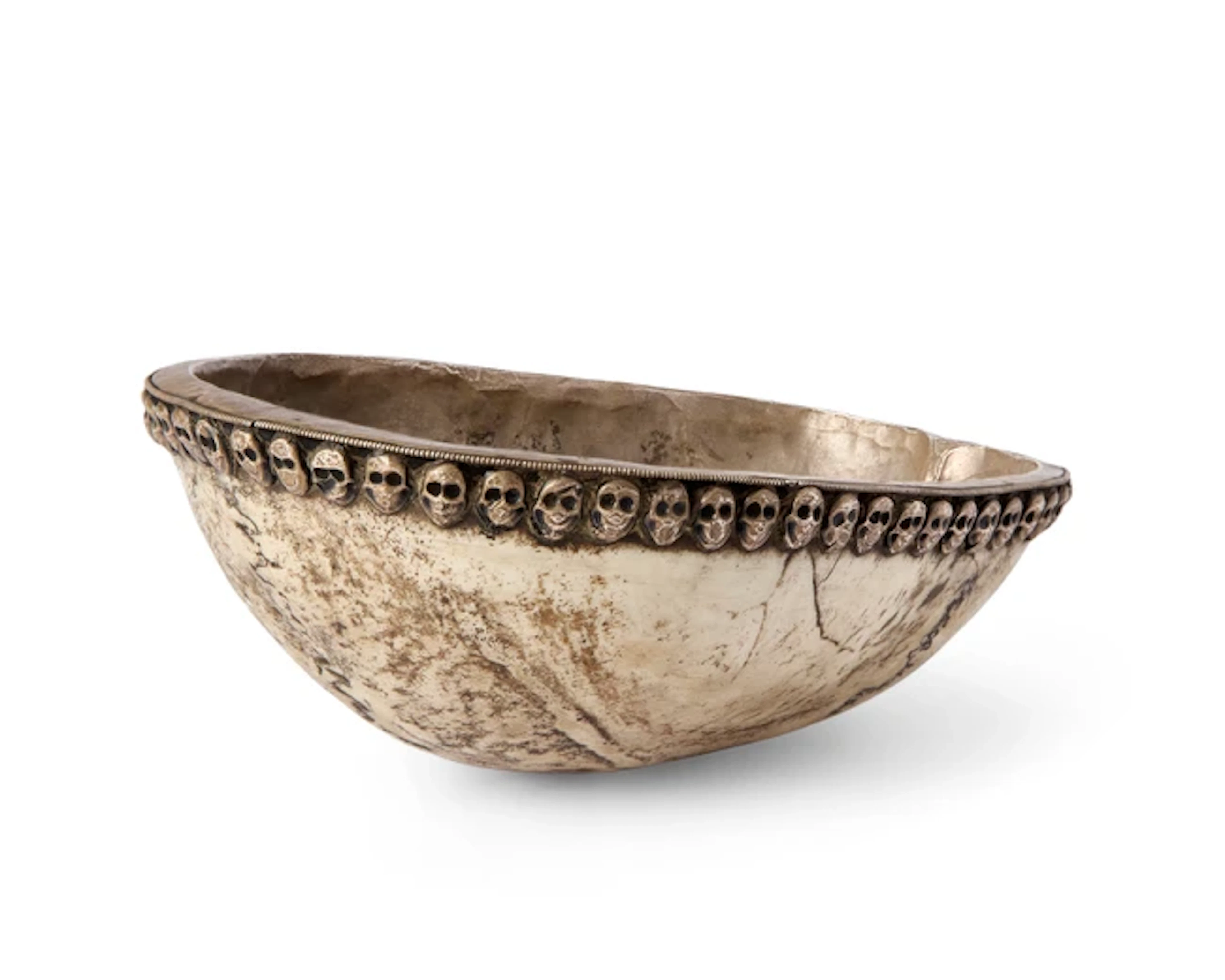 A Tibetan silver mounted Kapala bowl 19th century Lined...