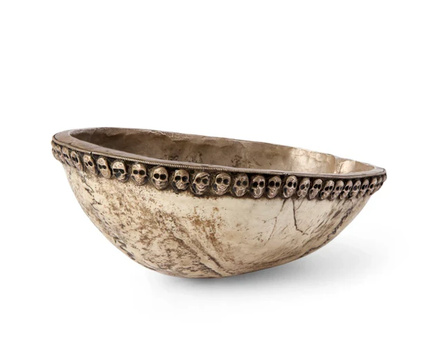 A Tibetan silver mounted Kapala bowl 19th century Lined...