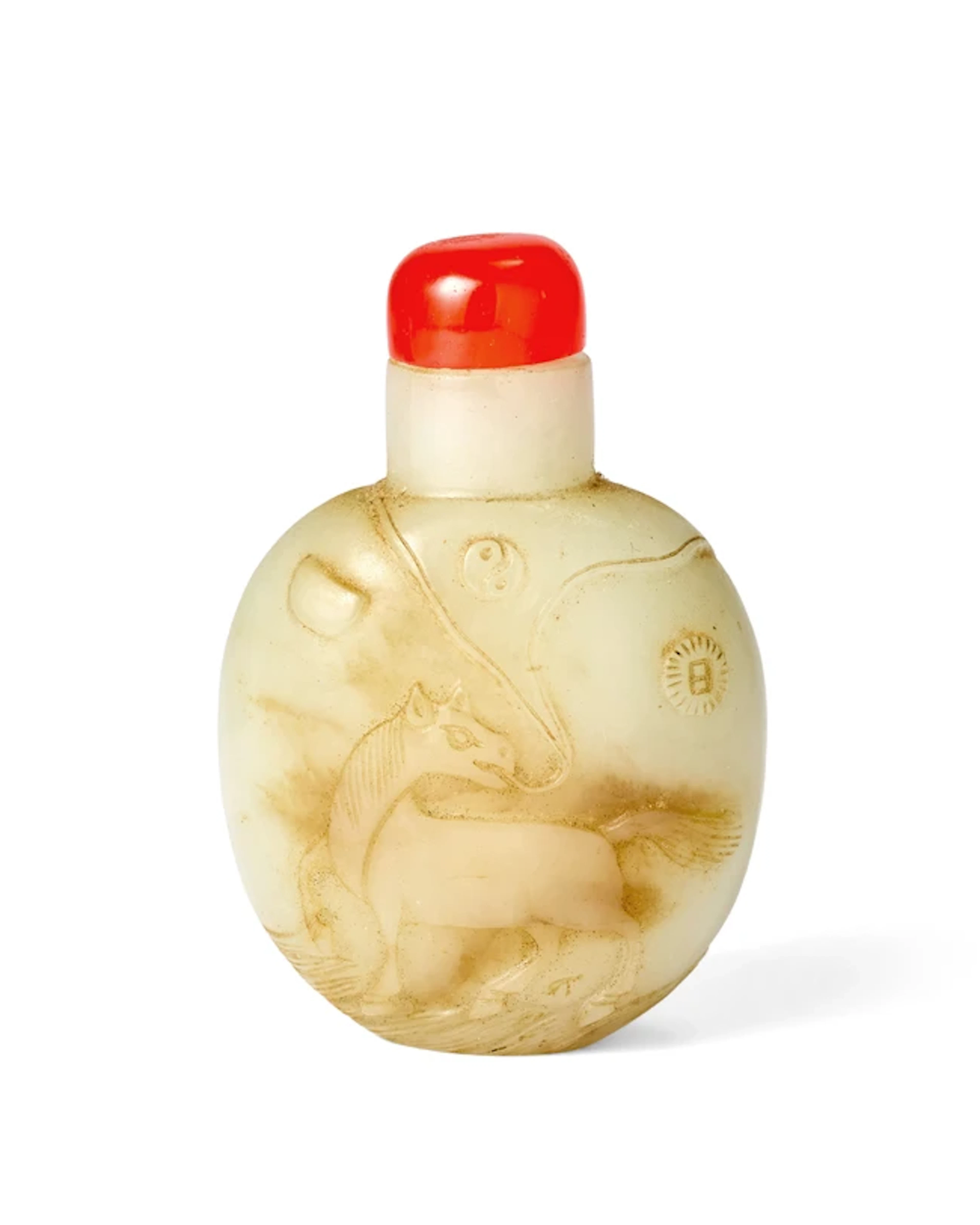 A Chinese pale green jade snuff bottle Qing dynasty
