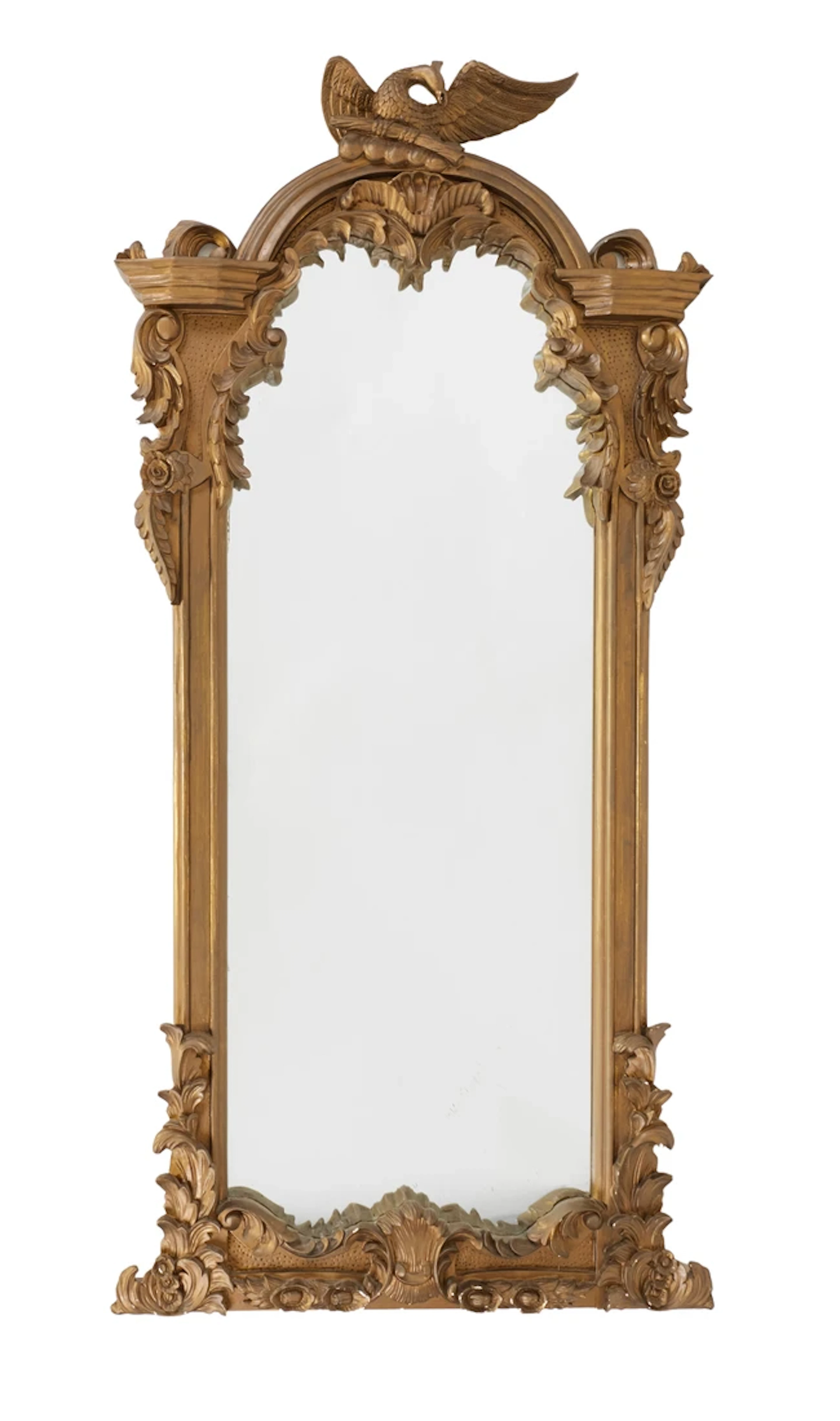 A French gold painted wood and composite mirror