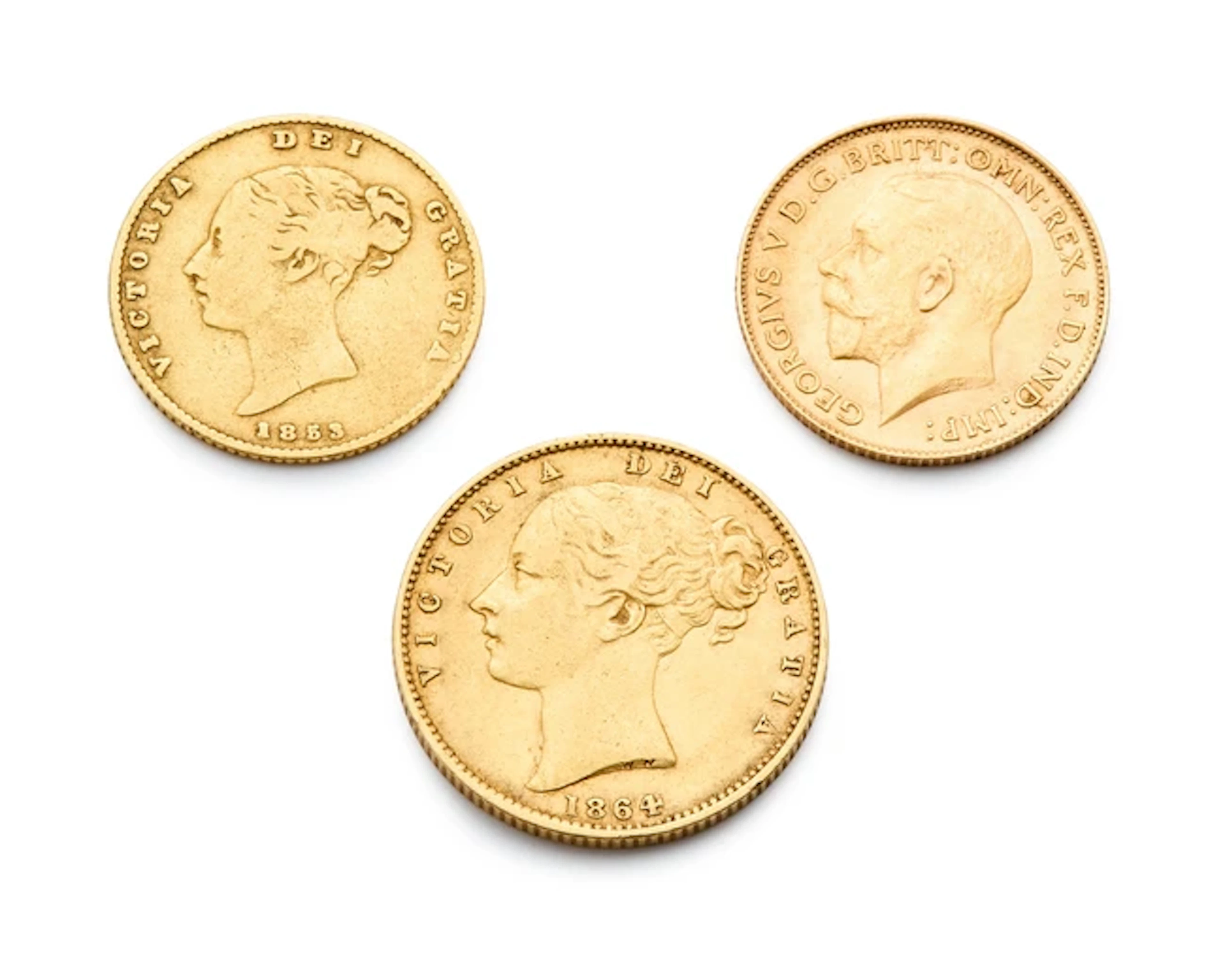 A sovereign and two half sovereigns