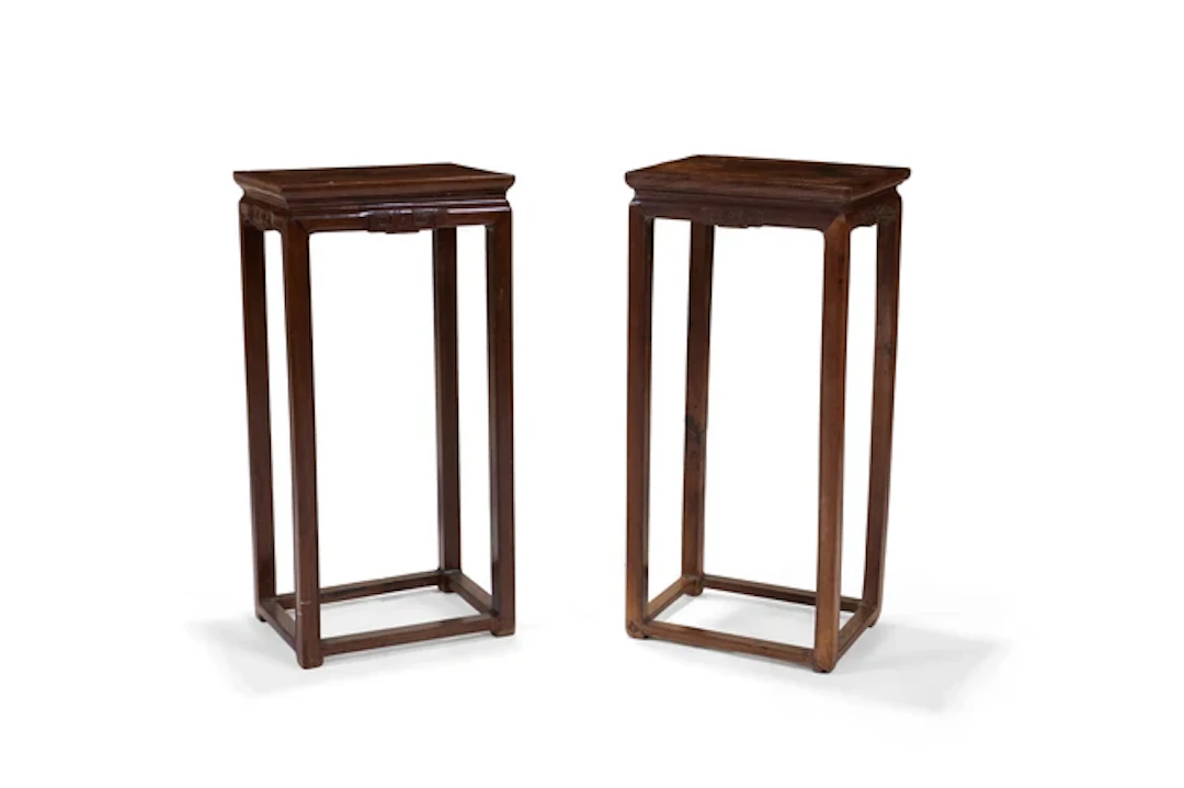 A pair of Chinese hongmu incense stands Late Qing...