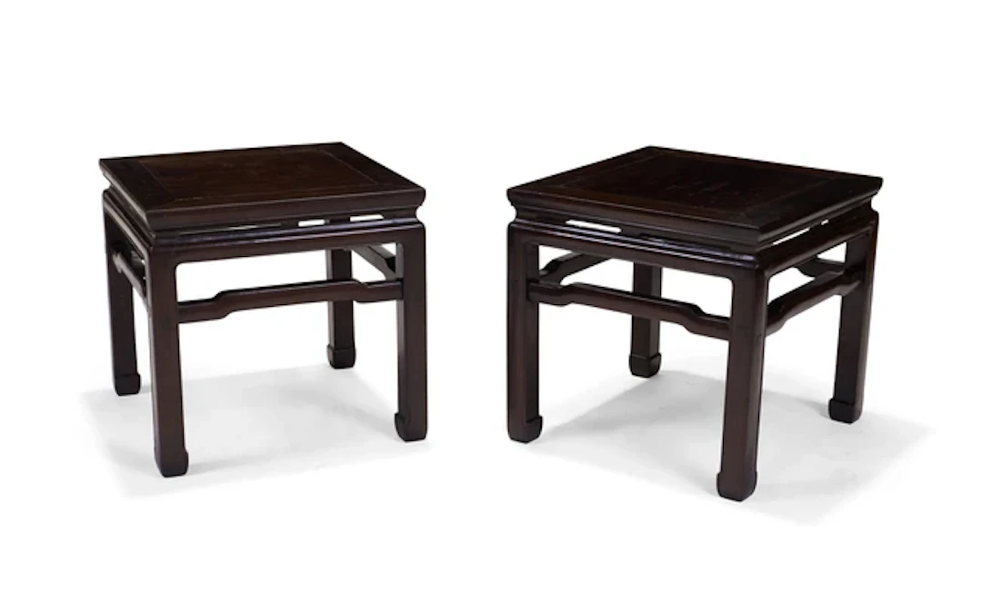 A pair of Chinese hongmu square stands 20th century Each...