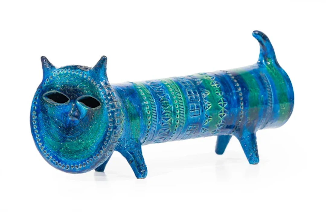 Aldo Londi (1911-2003) for Bitossi Rimini Blu series model of a cat