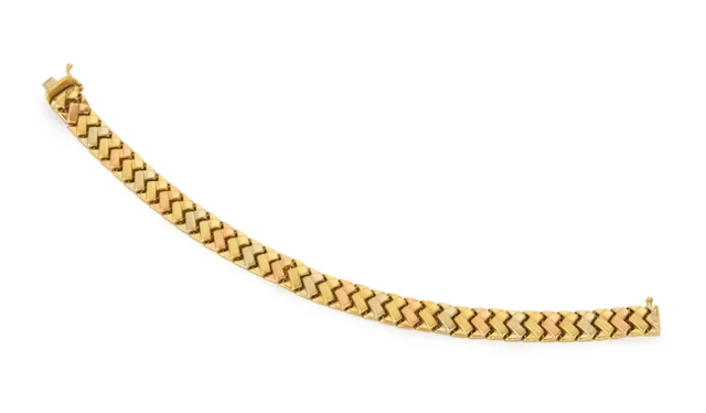 An 18ct three colour gold bracelet