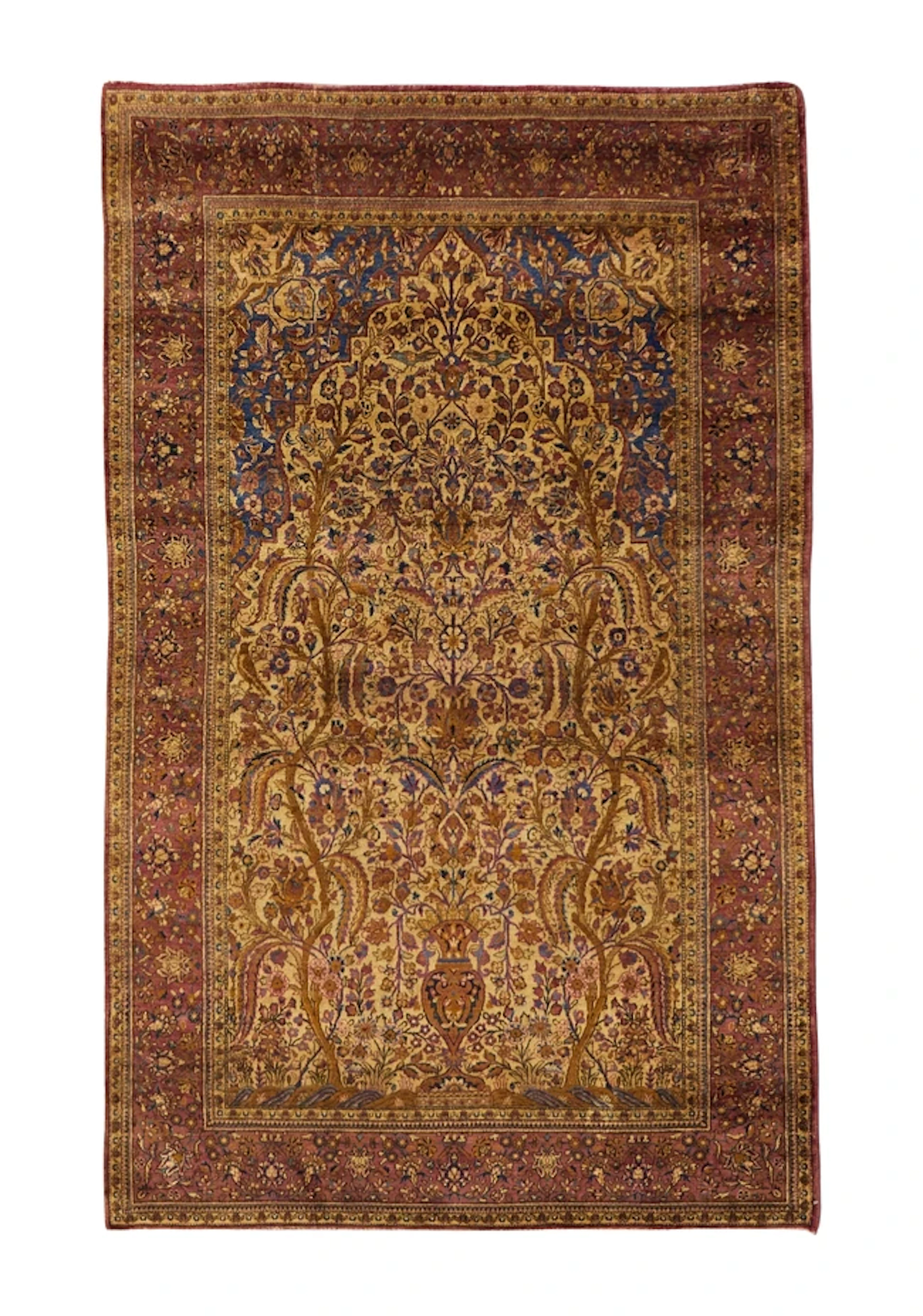 A Persian silk Kashan rug