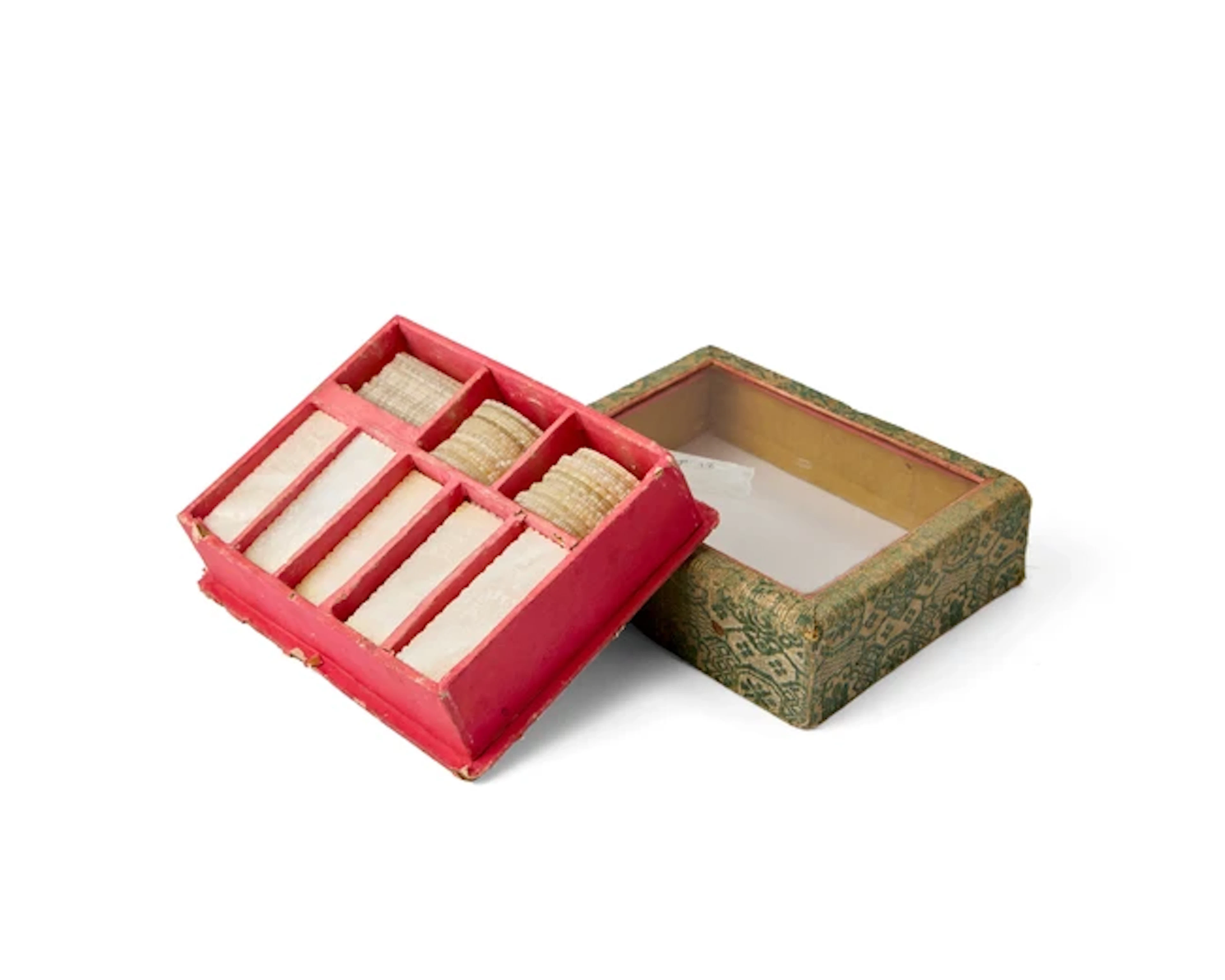 A box of Chinese mother of pearl counters Qing dynasty