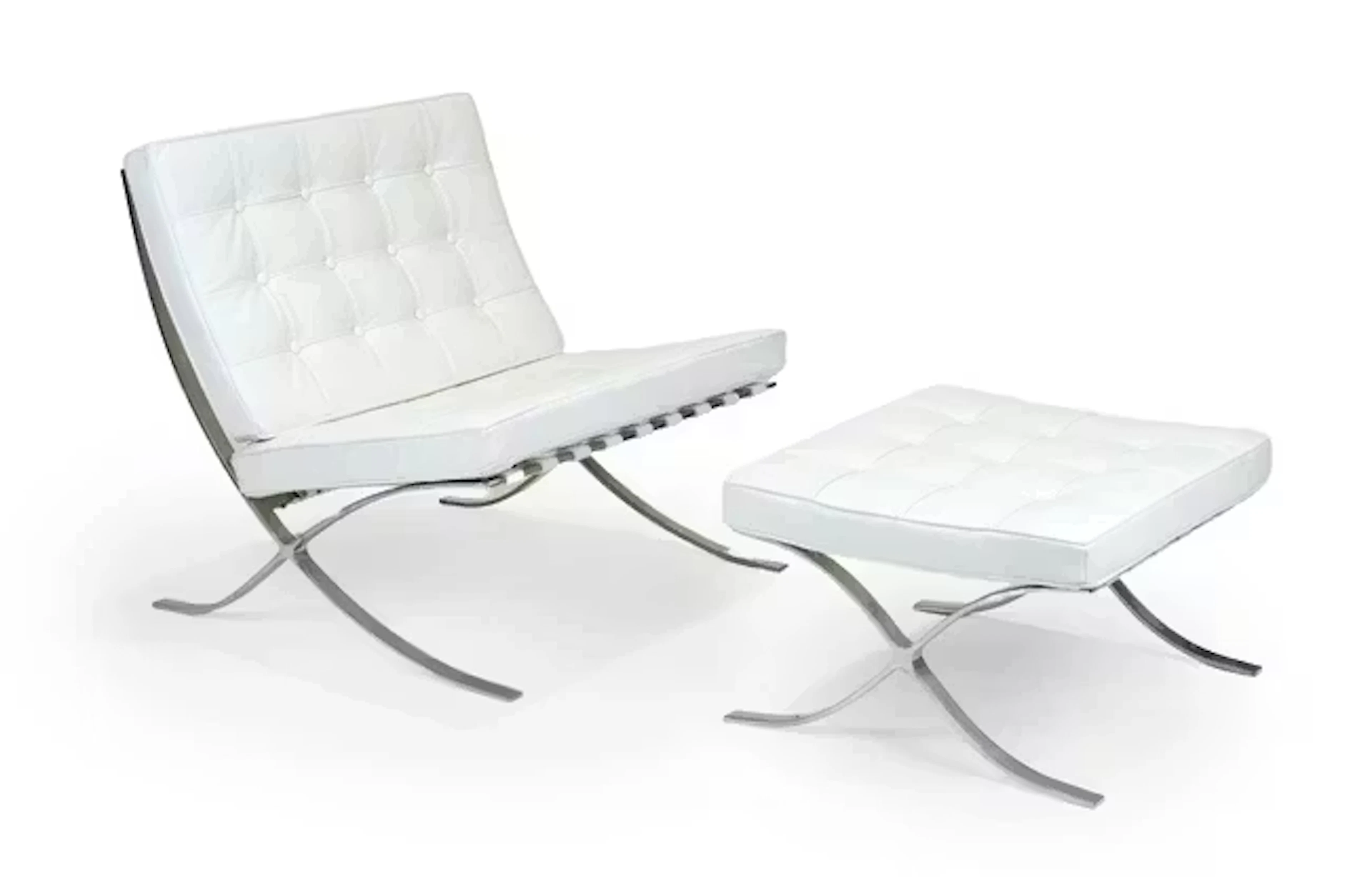 After Ludwig Mies Van Der Rohe 'Barcelona' style chair and ottoman