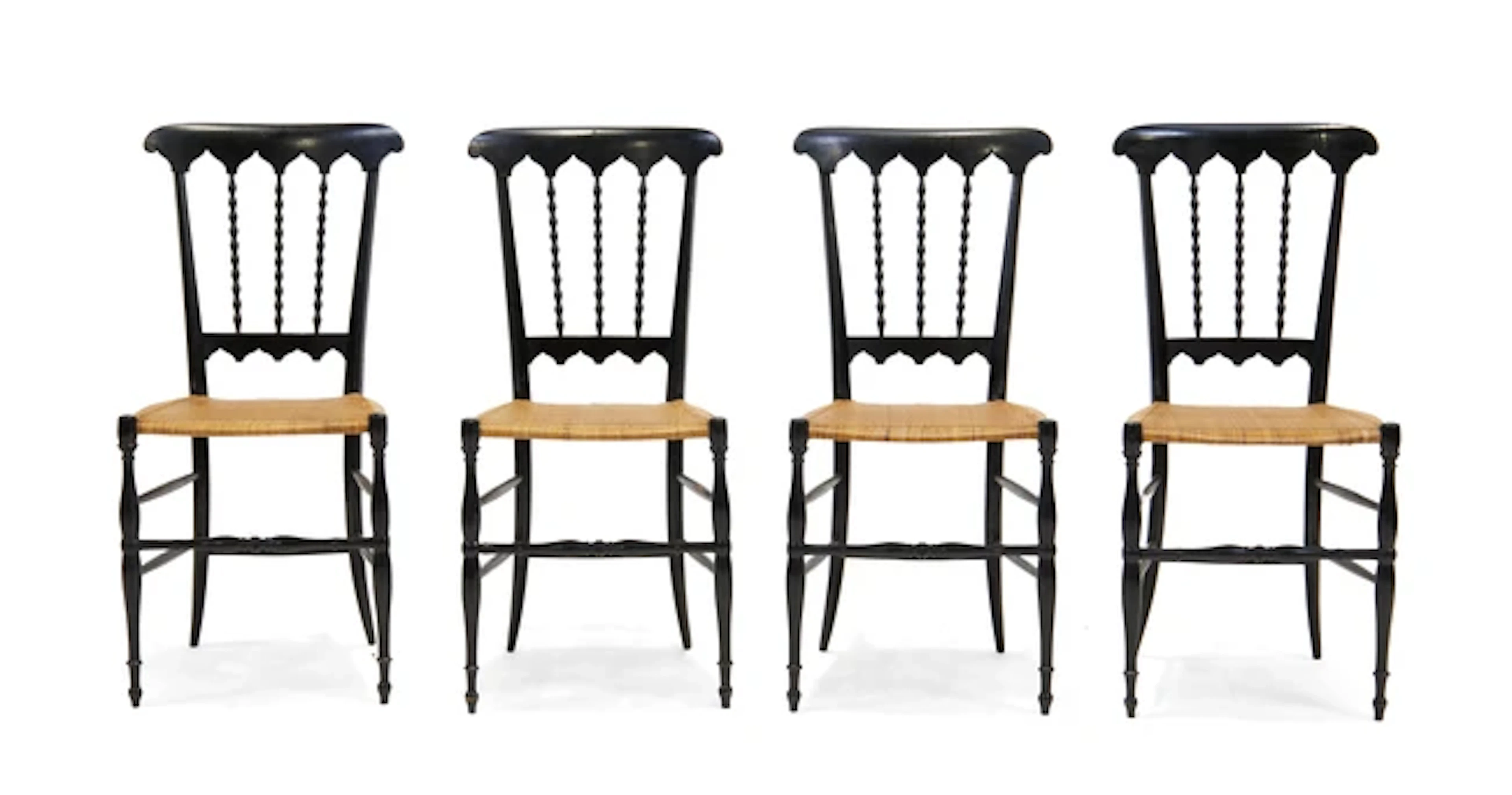 Attributed to Colombo Sanguineti Set of four Chiavari chairs