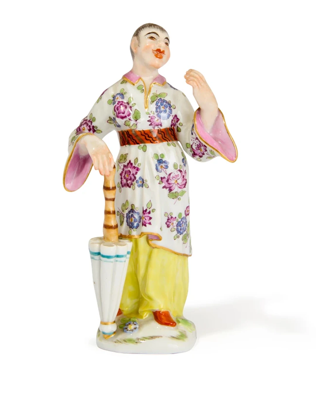 A Meissen porcelain figure of a Japanese woman with a parasol