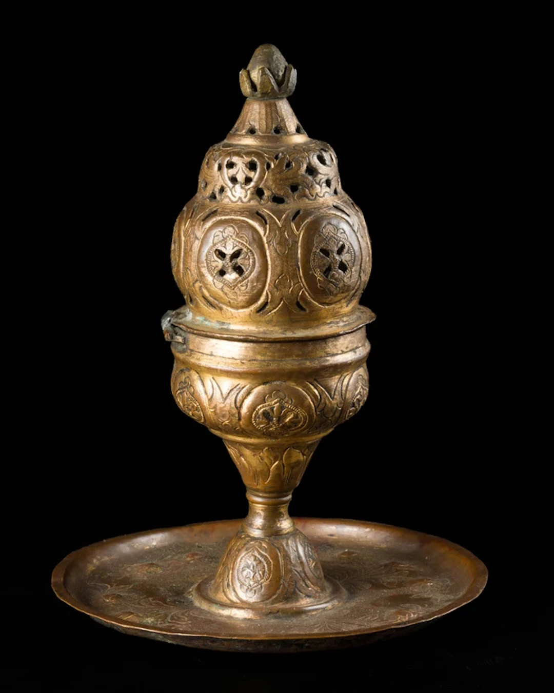 A gilt copper (tombak) incense burner