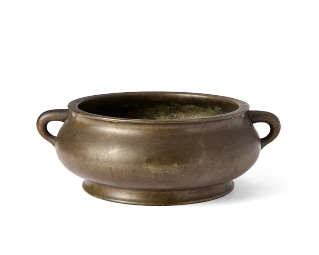 A Chinese bronze bombé incense burner Qing dynasty