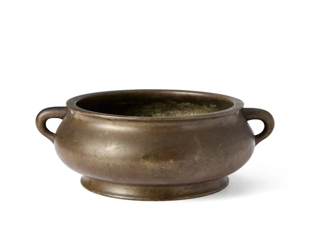 A Chinese bronze bombé incense burner Qing dynasty